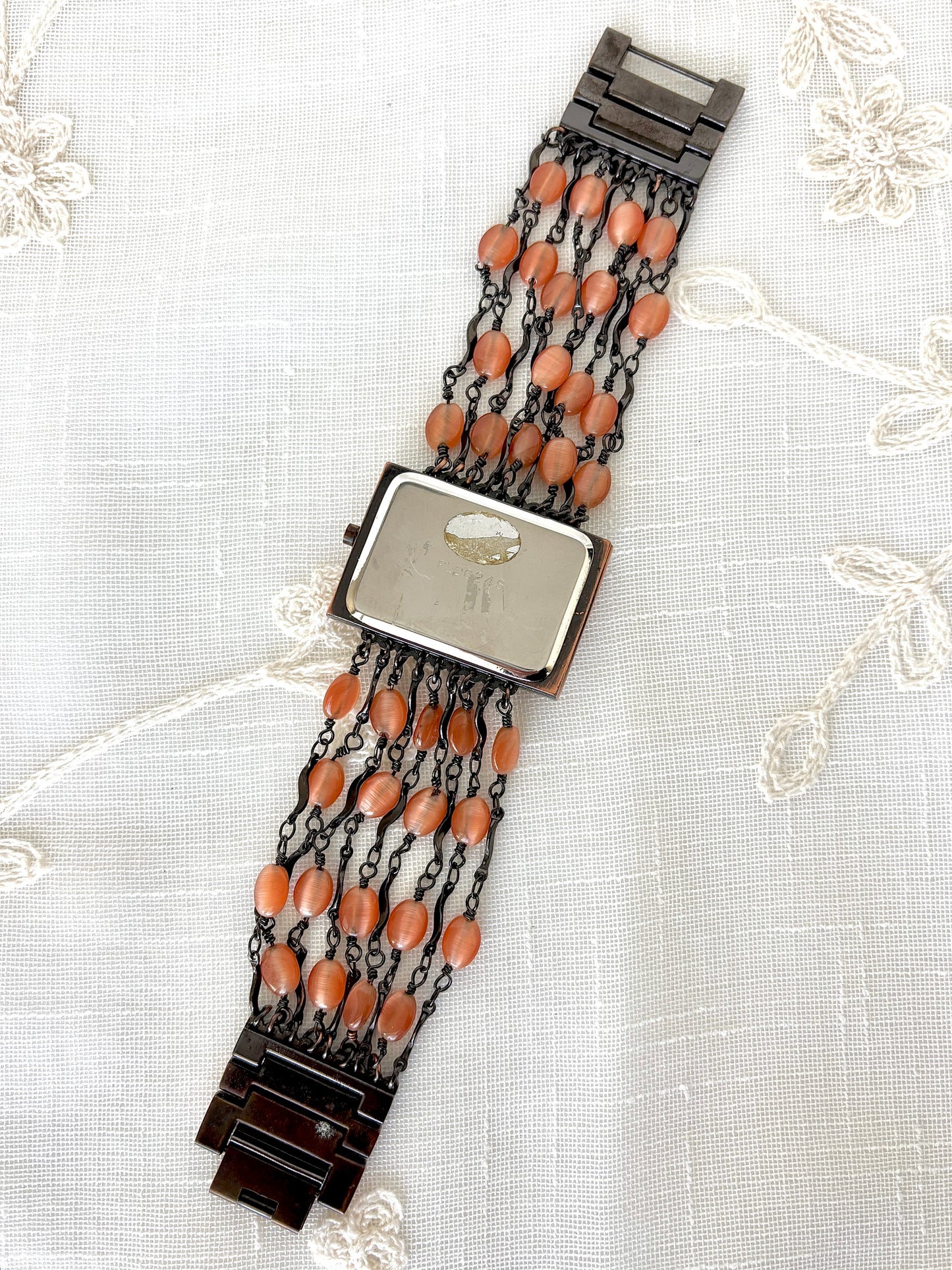 Ashely Stewart Cat’s Eye Beaded Antique Copper Tone Watch