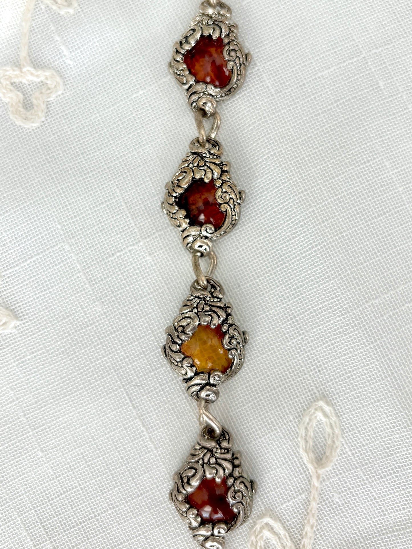 Ornate Faux Amber Magentic Clasp Bracelet
