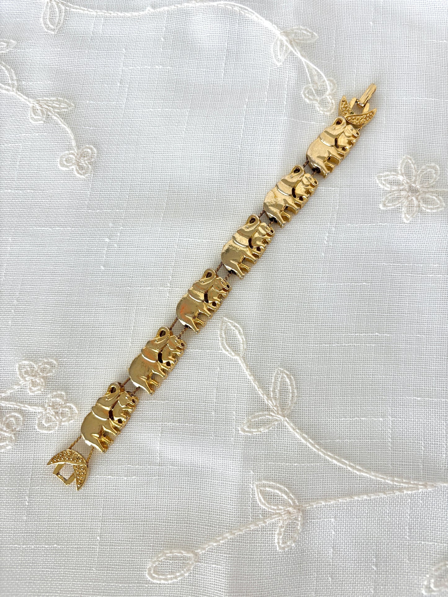 Gold Tone Elephant Slider Charm Bracelet