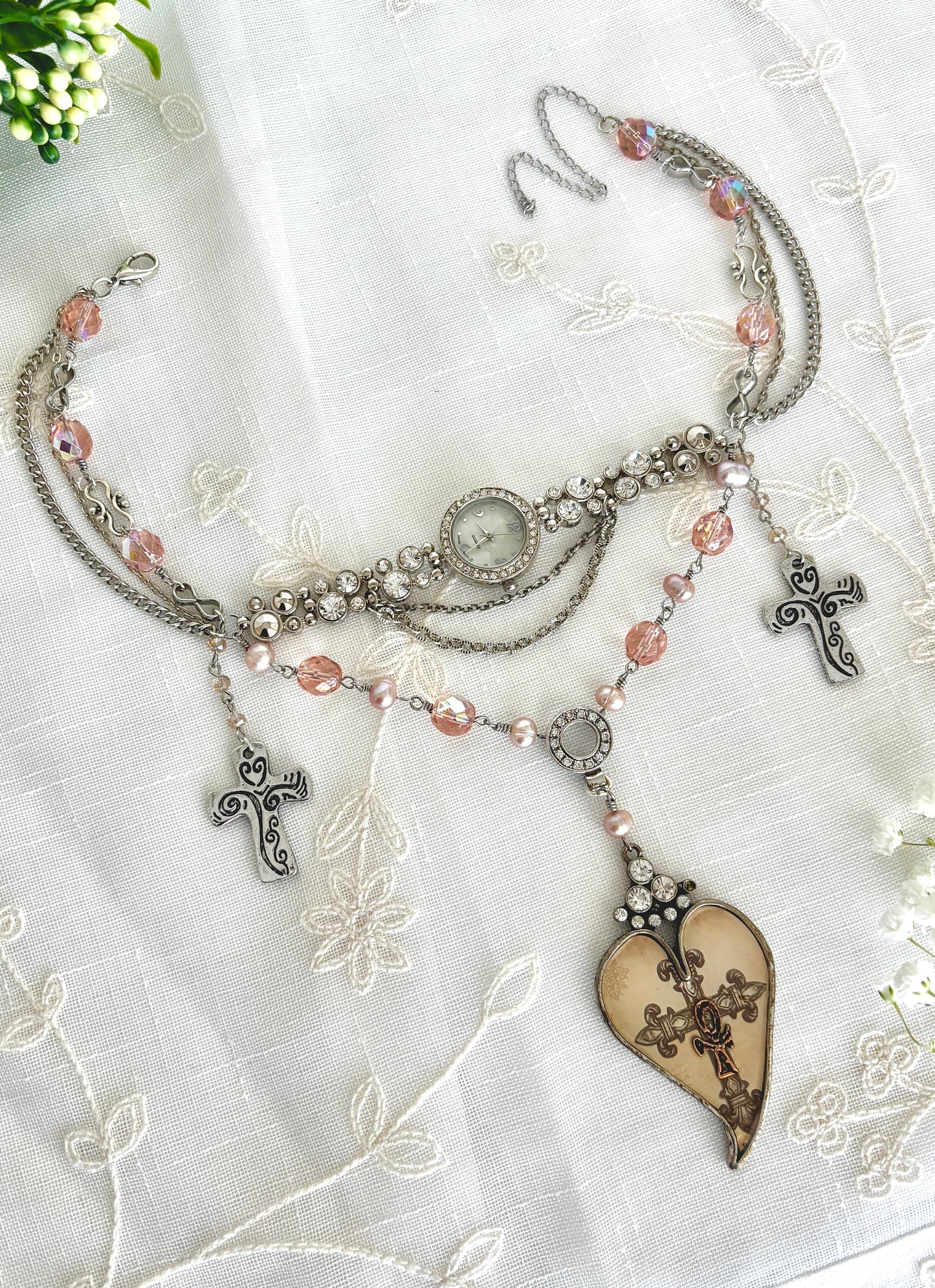 "Rise N' Rhinestone" Watch Necklace