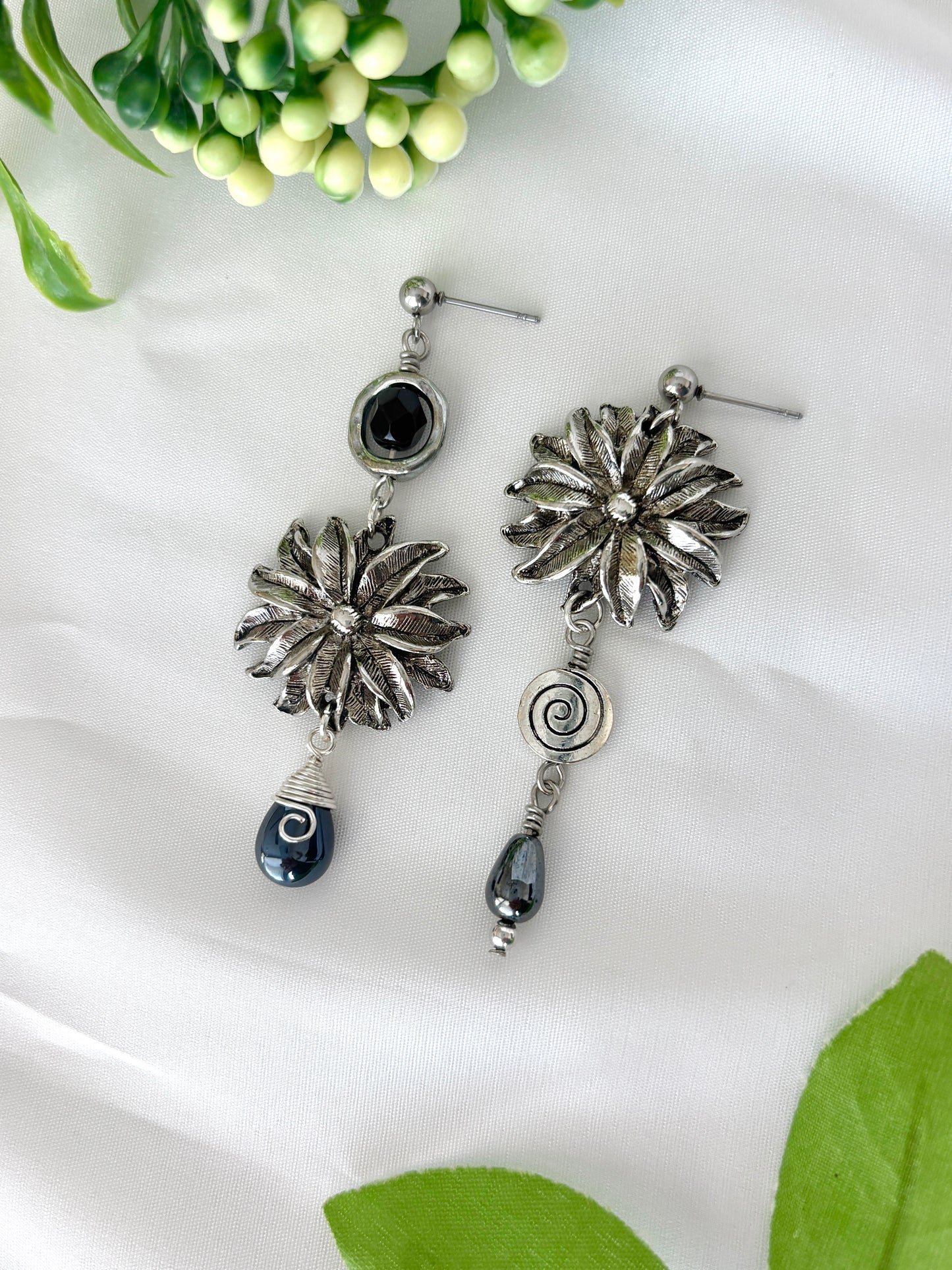 "Ink Blossom" Earrings