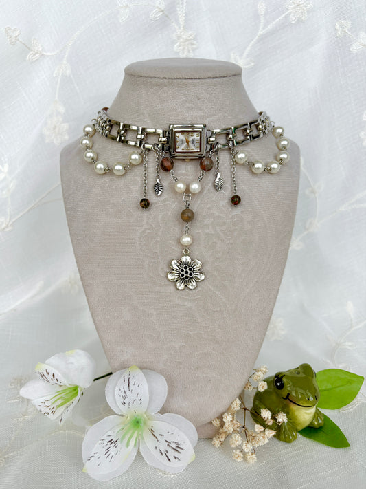 "Bet Your Asters" Watch Necklace