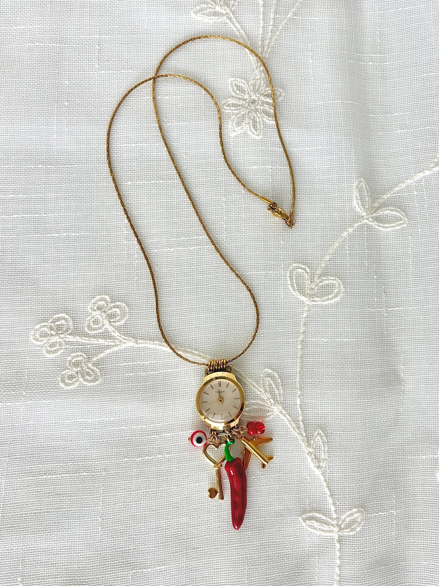 Gold Timex Waltham - Watch Charm Necklace