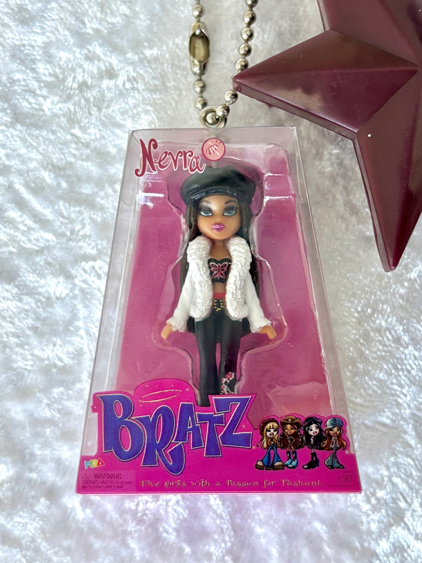 Bratz “Bratz Pack” Charmed Keychain - Nevra w/ Maroon Star Brush