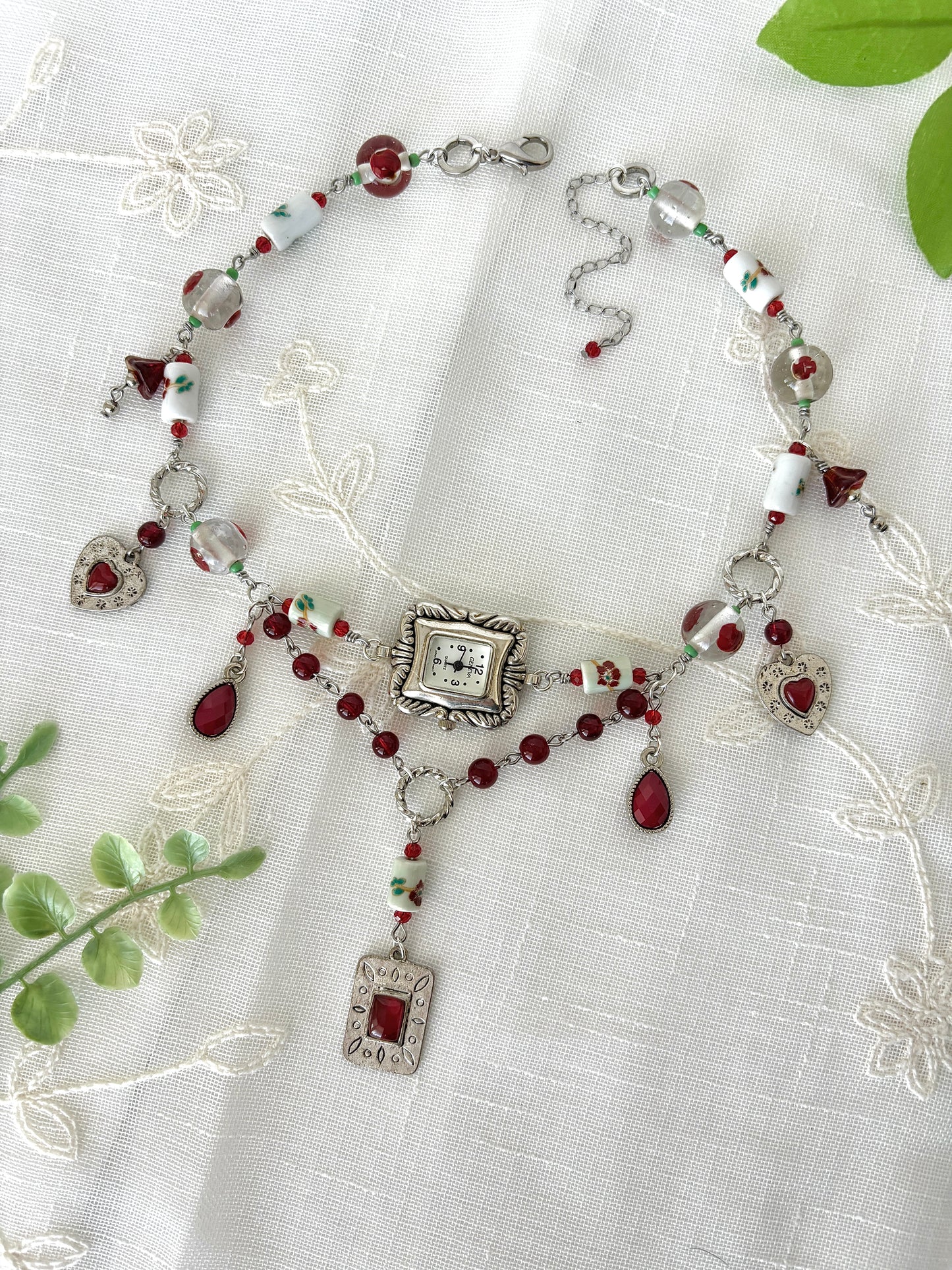 "Scarlet Petal" Watch Necklace