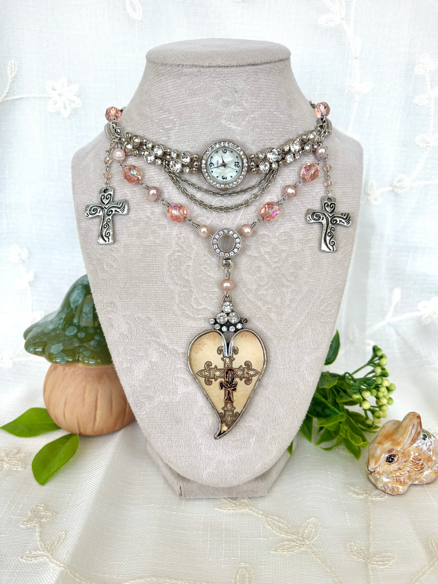 "Rise N' Rhinestone" Watch Necklace