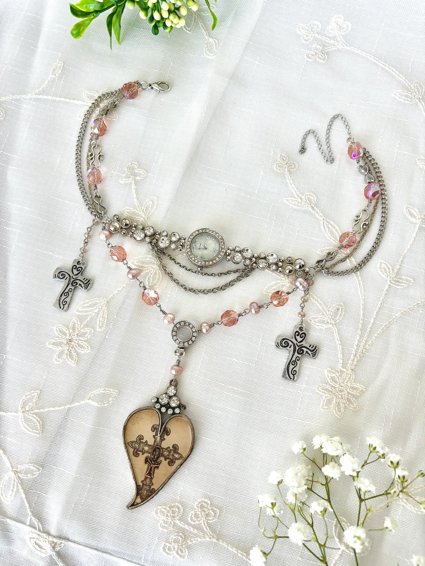 "Rise N' Rhinestone" Watch Necklace