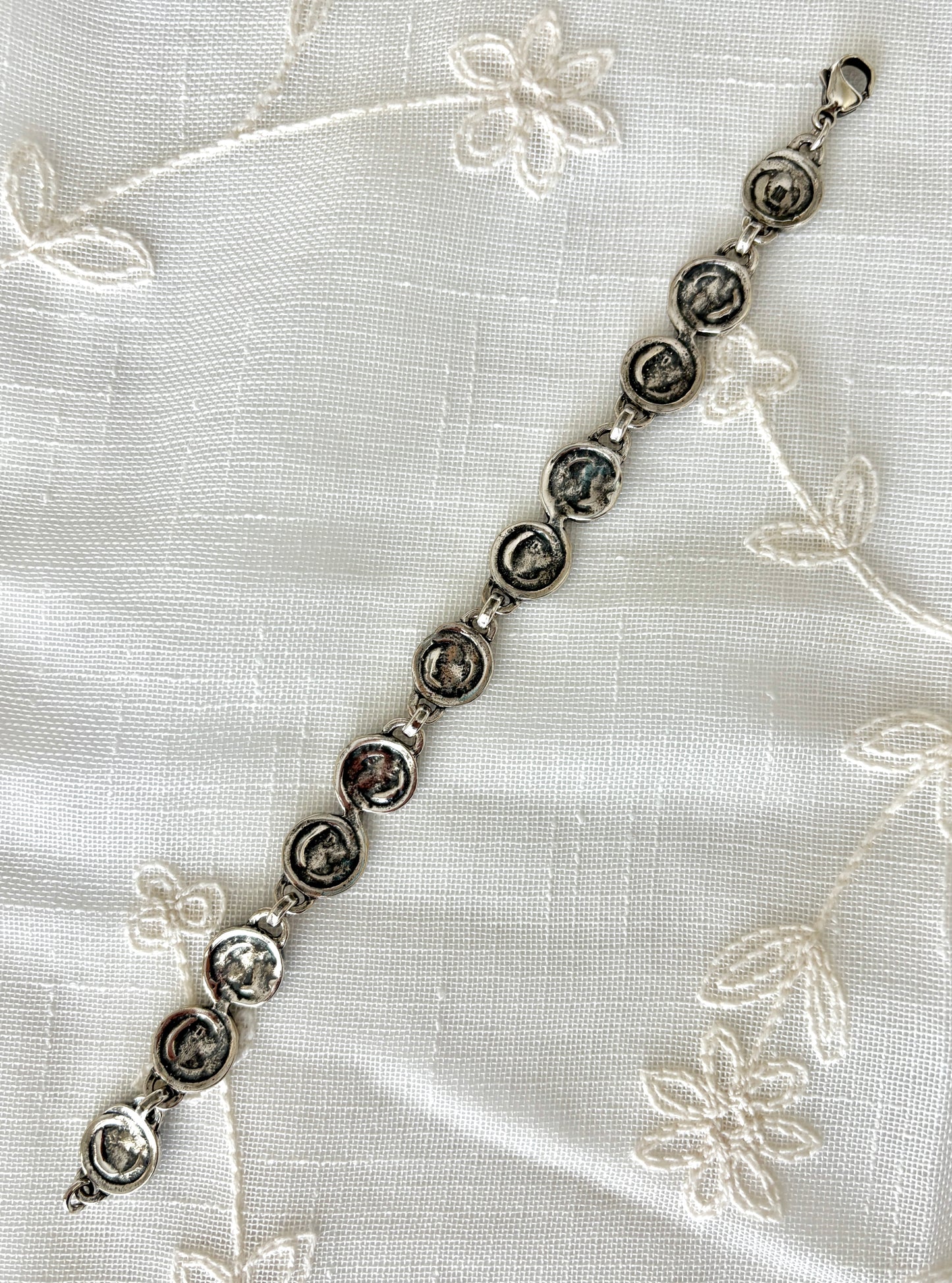 Sterling Silver Swirl Link Bracelet