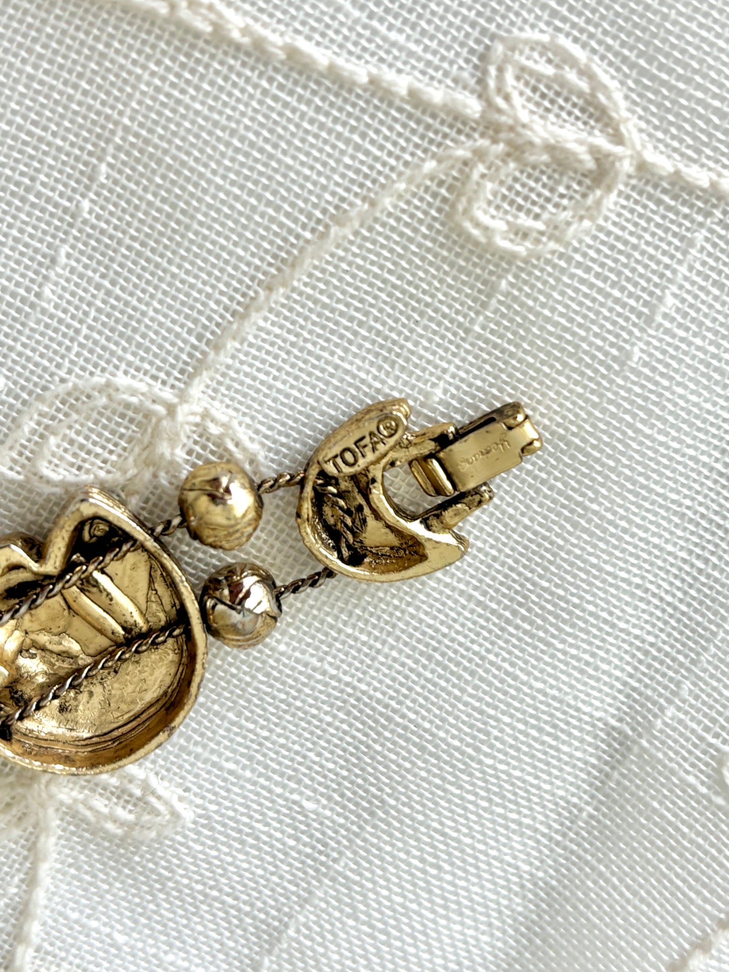 Angel On The Moon TOFA Gold Tone Slider Bracelet