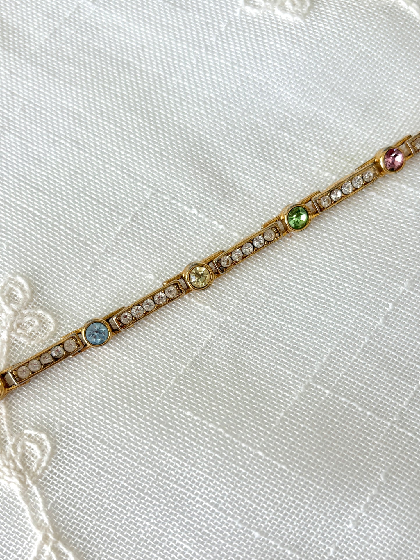 Colorful Rhinestone Gold Tone Bracelet