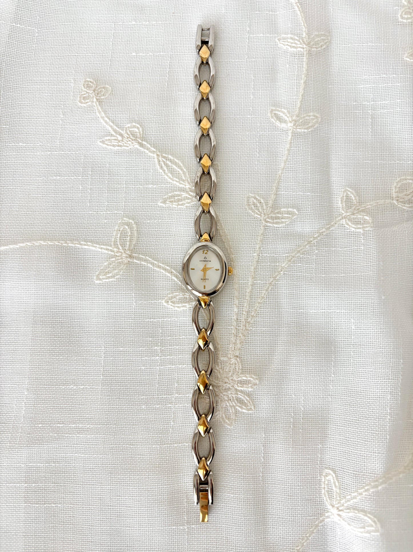 Liz Claiborne Mixed Metal Diamond Link Quartz Watch