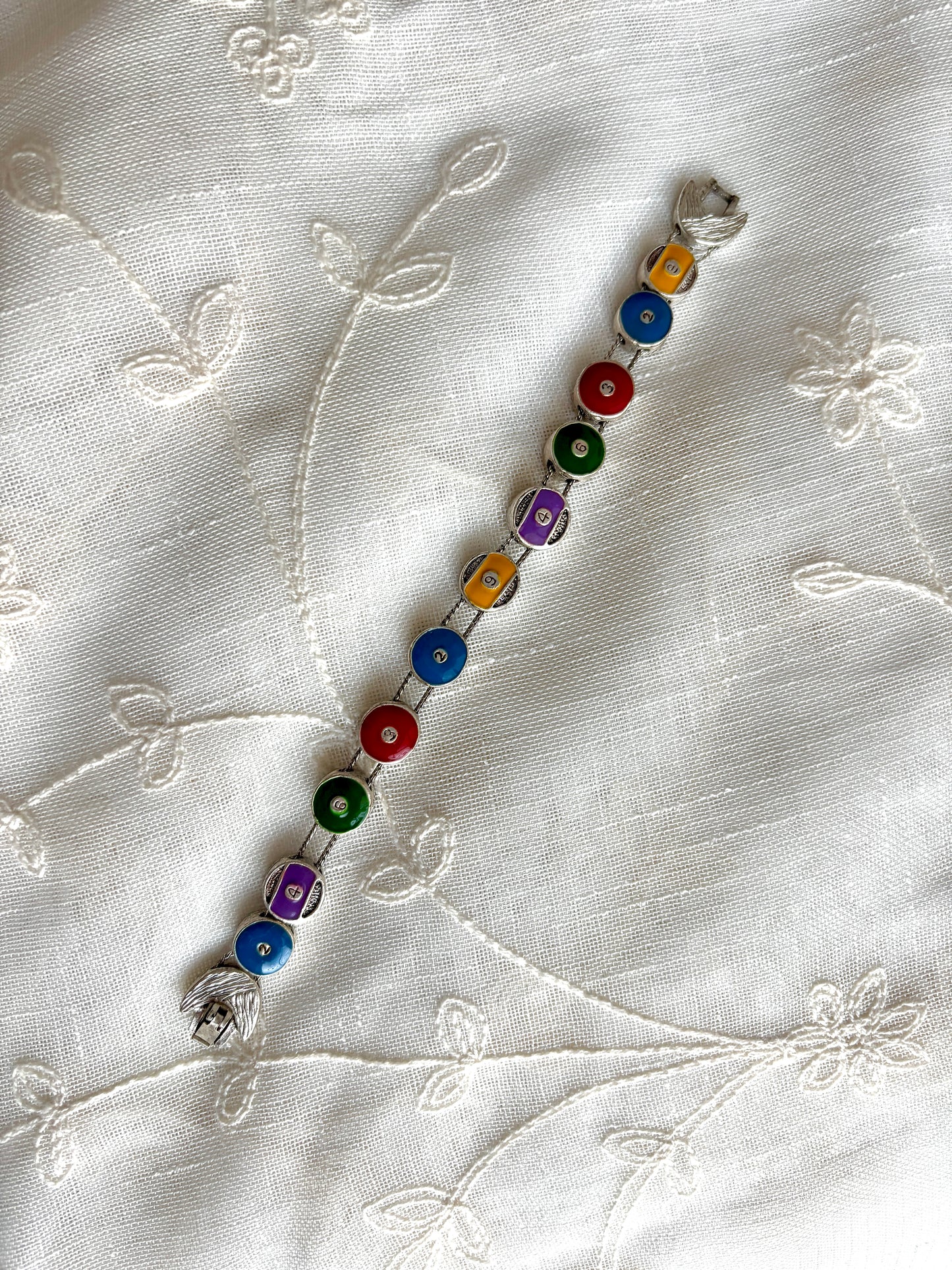 1995 Silver Billiard Balls Slider Charm TOFA Bracelet