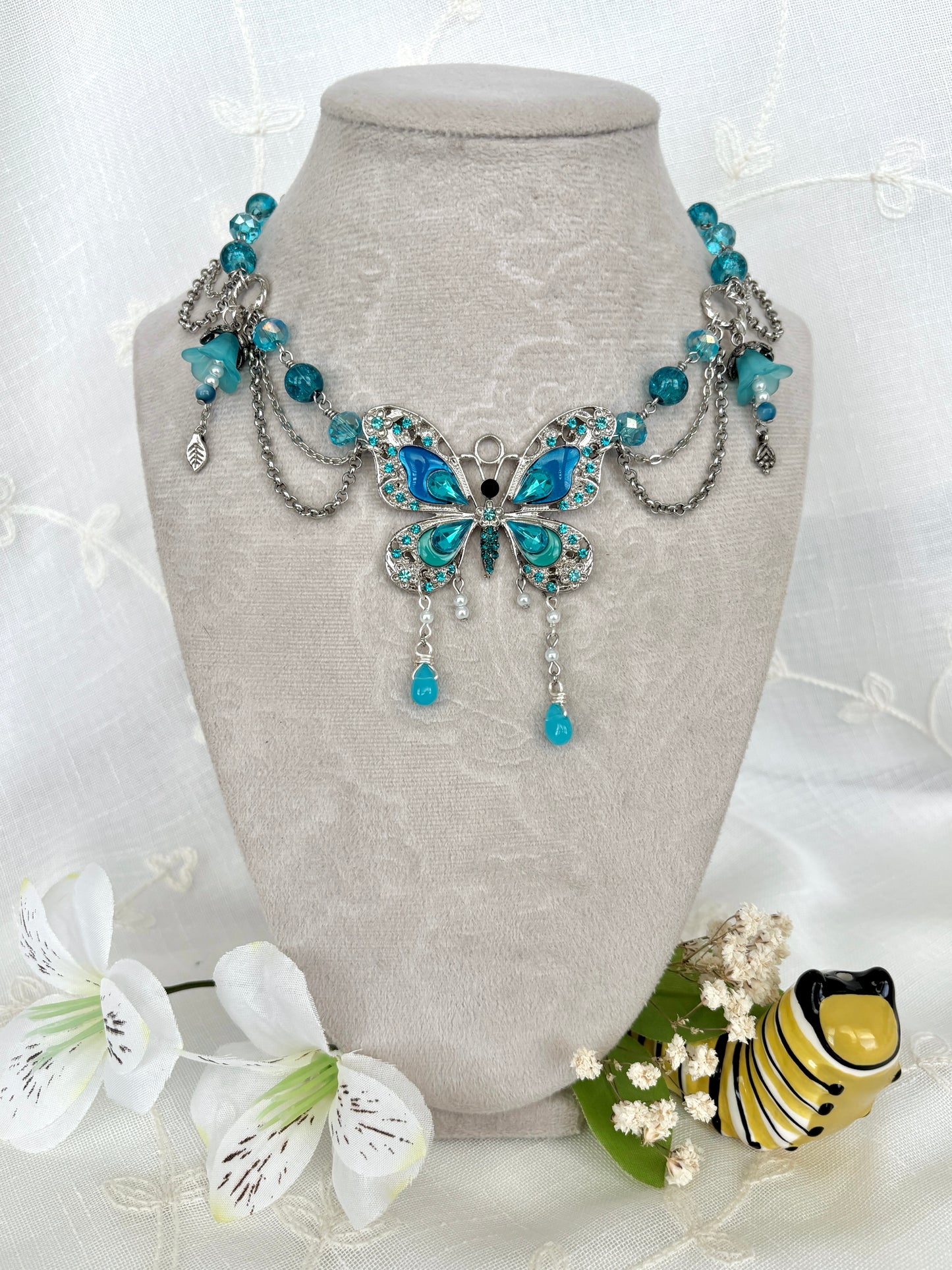 Morpho Butterfly Necklace