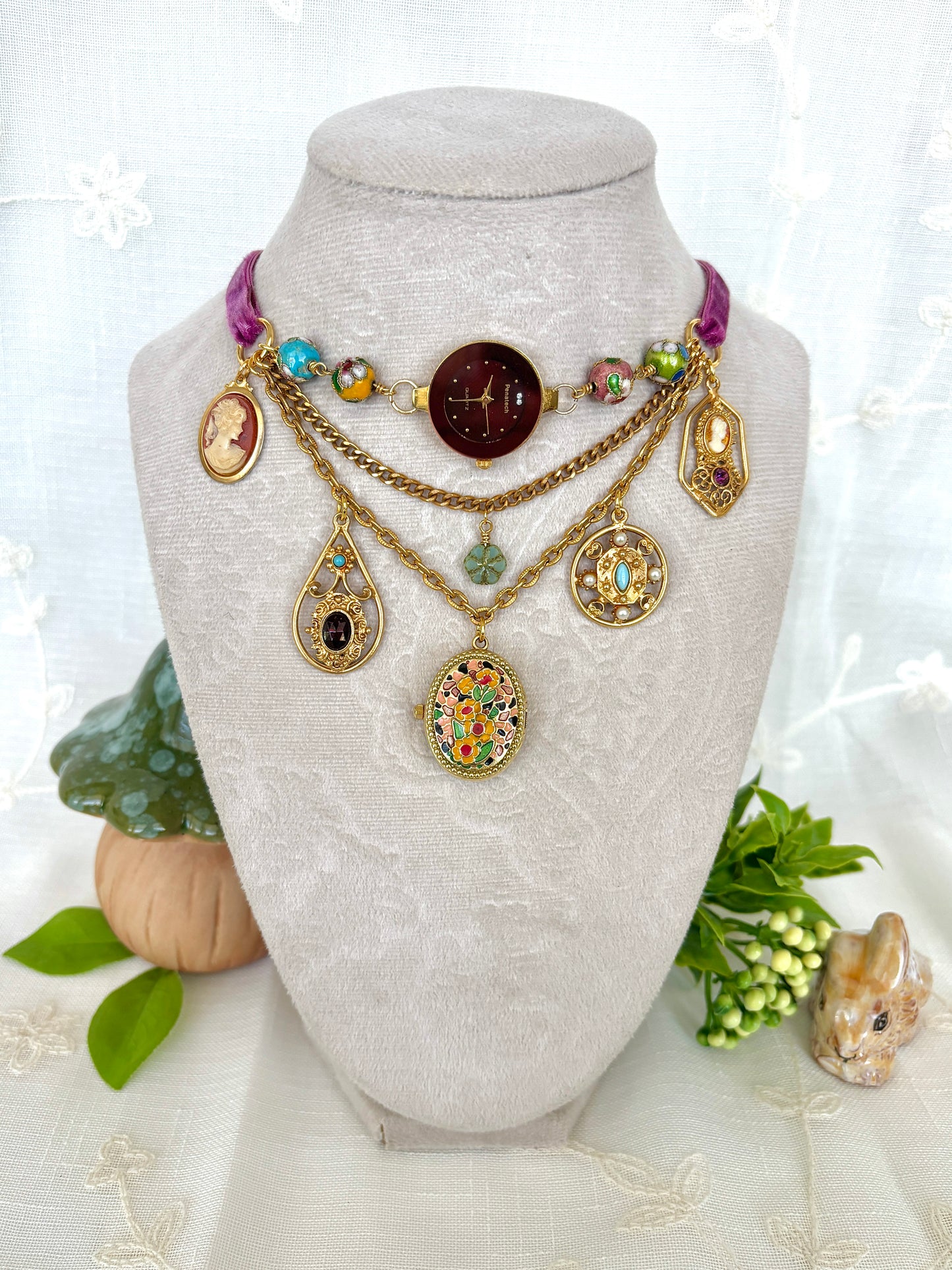 "Divine Aurous" Double Watch Necklace