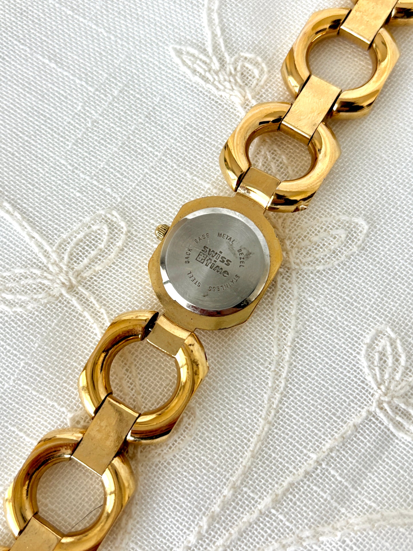 Swiss Time Gold Circle Link Band Watch