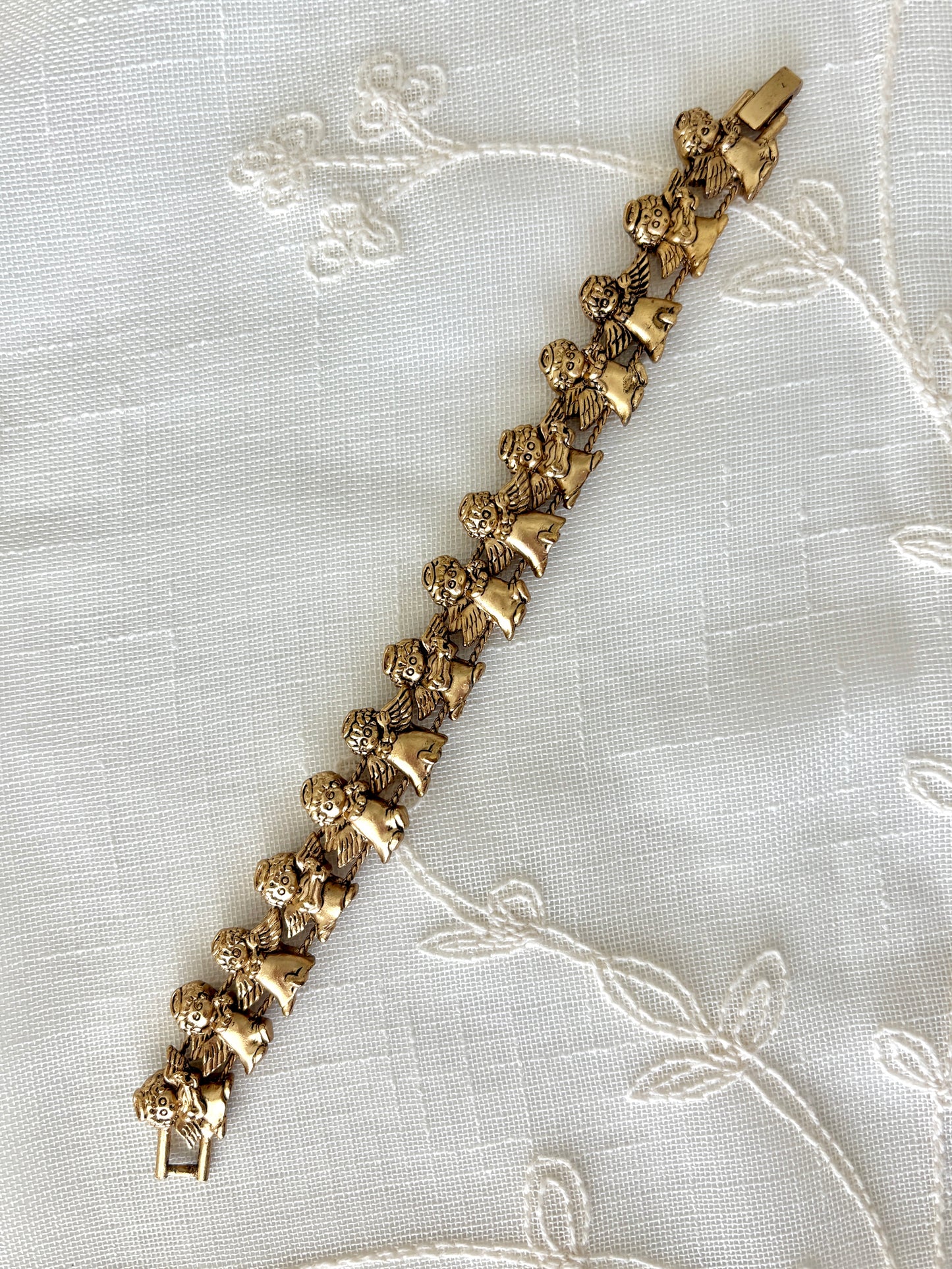 Little Angels w/ Instruments Gold Tone Slider Bracelet
