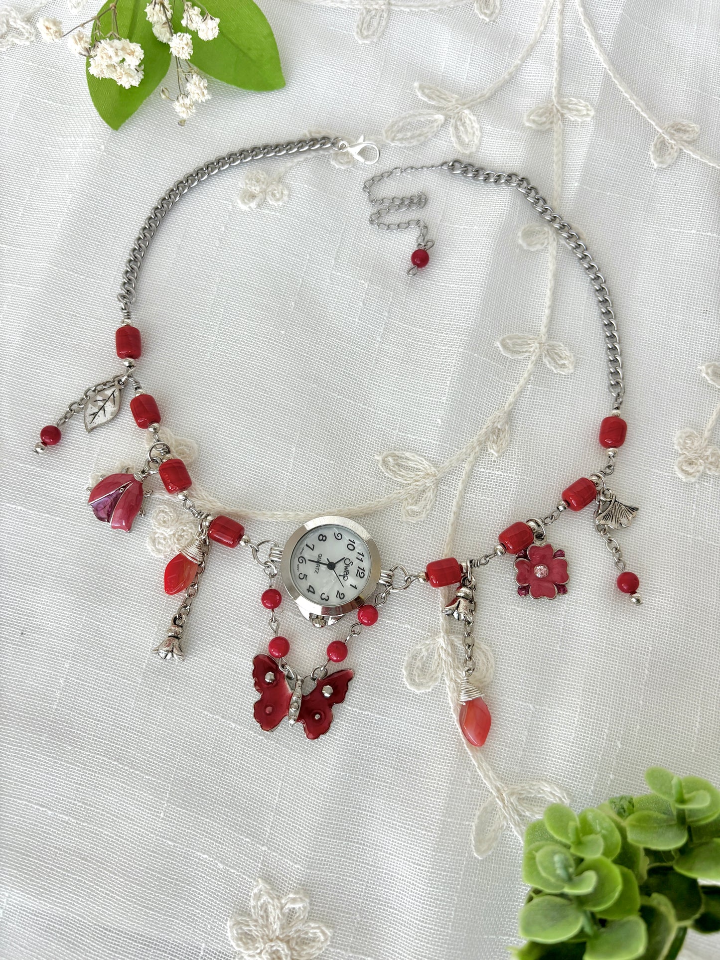 "Among The Roses" Watch Necklace