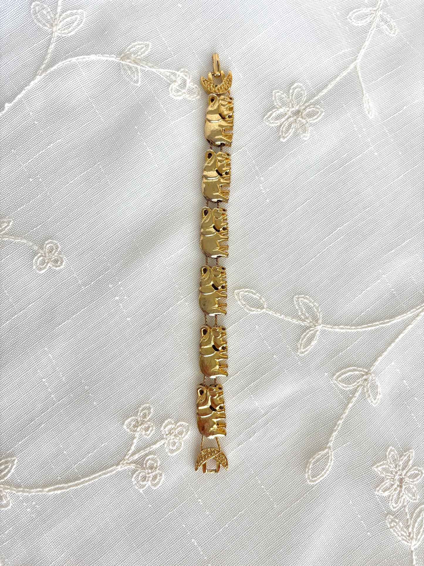 Gold Tone Elephant Slider Charm Bracelet