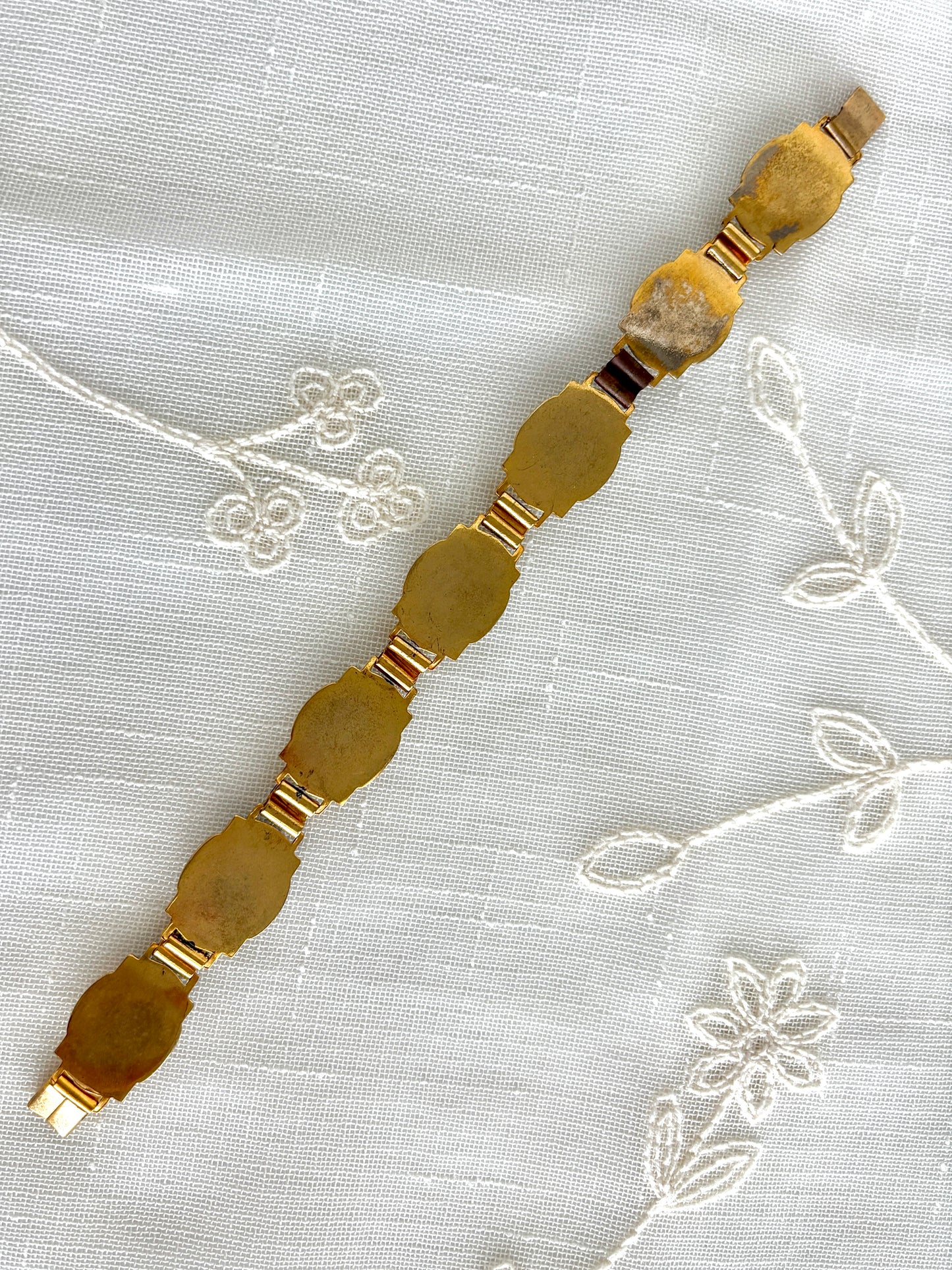 Gold Tone Square Damascene Link Bracelet