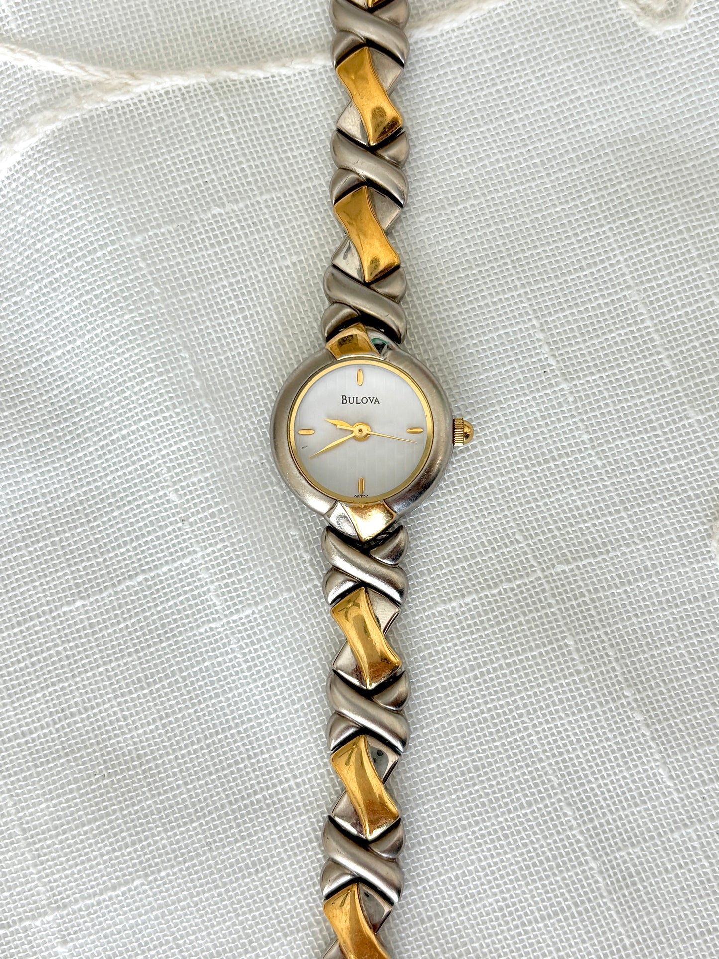 Bulova Mixed Metal Cross Over Band Watch