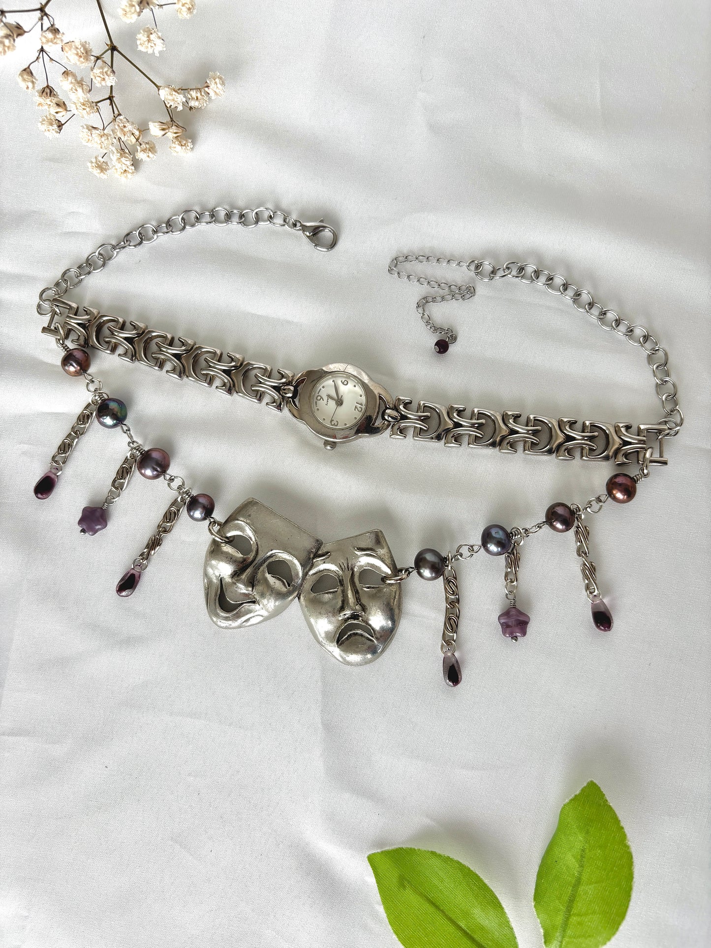 "So The Drama" Watch Brooch Necklace