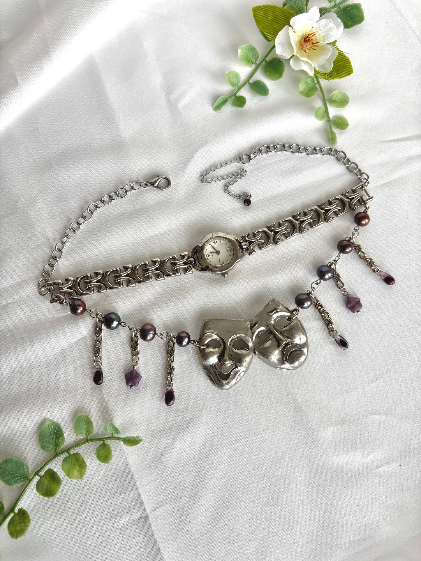 "So The Drama" Watch Brooch Necklace