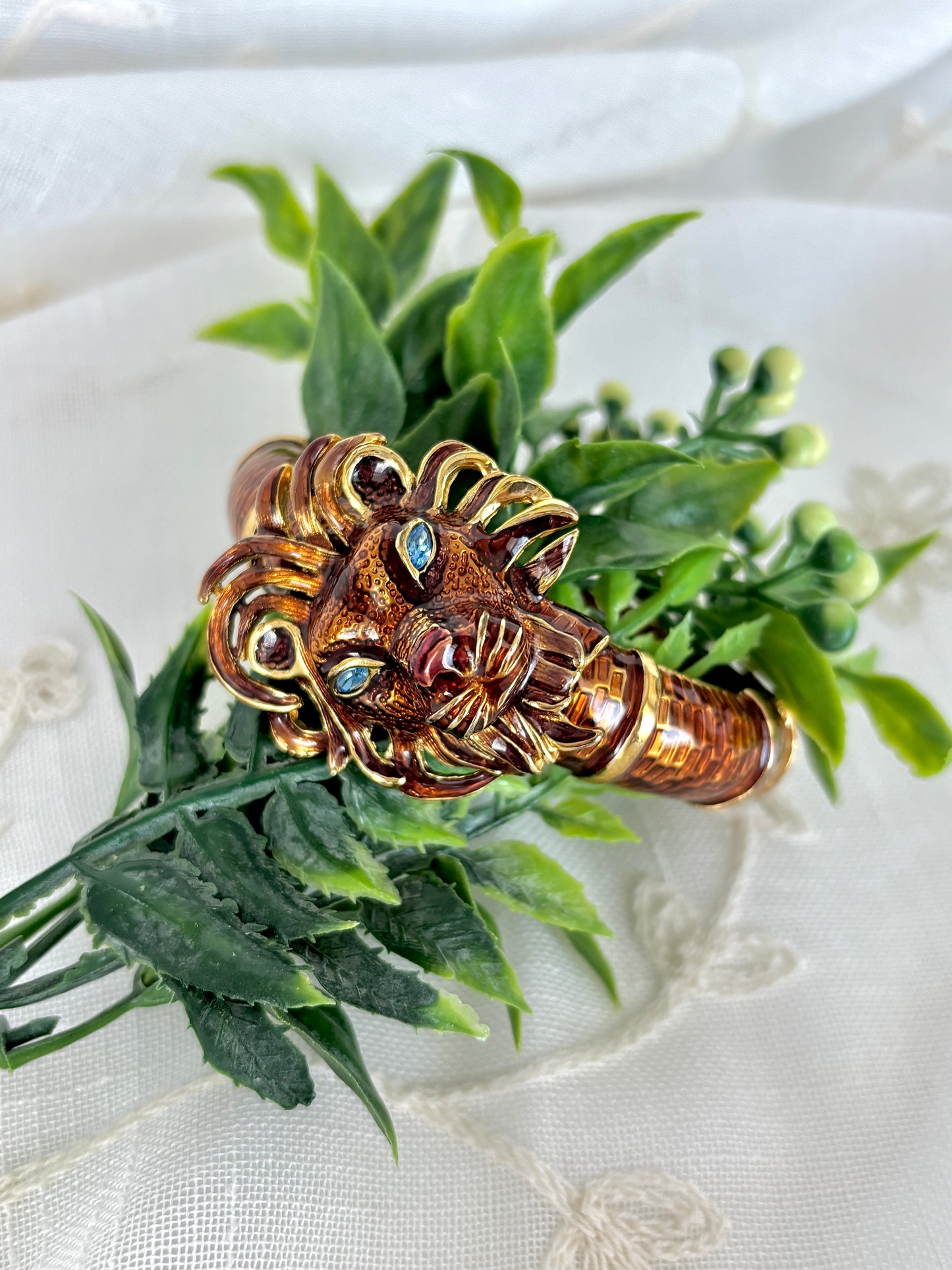 KJL Lions Head Clamper Bracelet Cuff by Kenneth Jay Lane