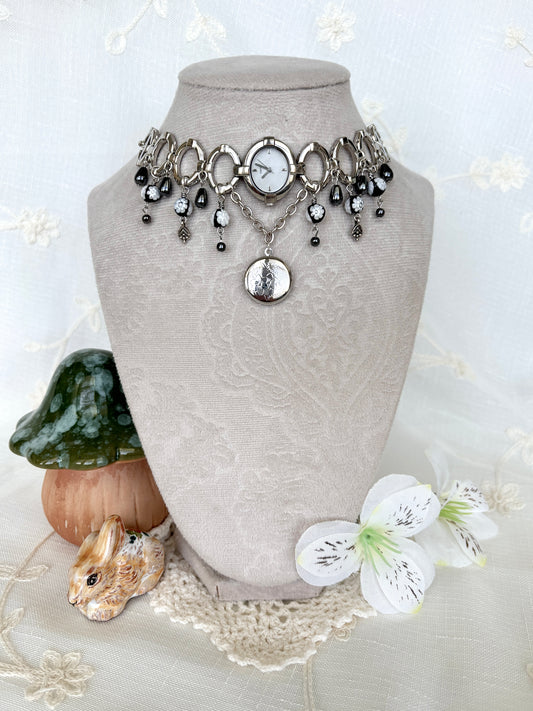“Hanging By A Petal” Watch Locket Necklace