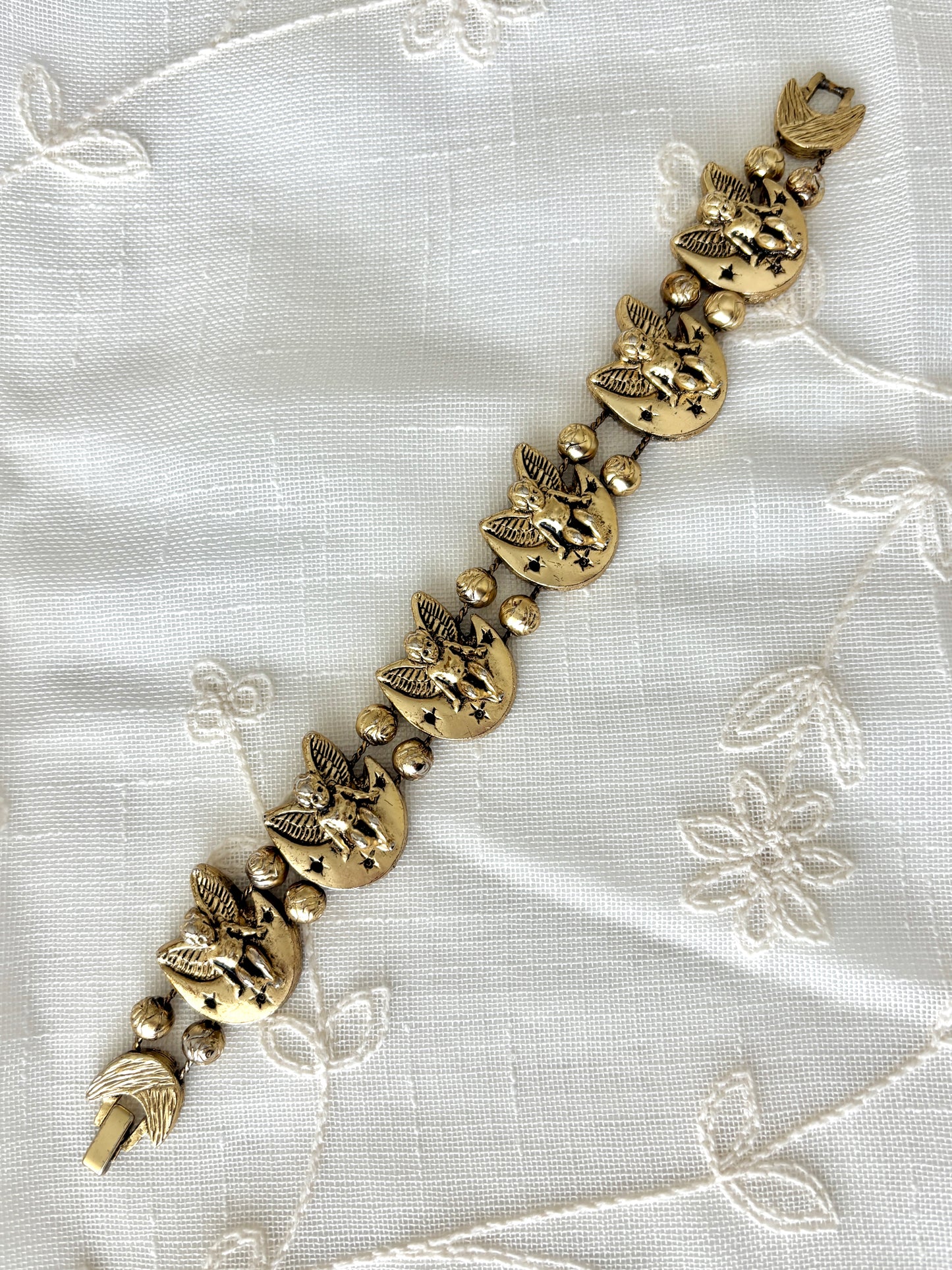 Angel On The Moon TOFA Gold Tone Slider Bracelet