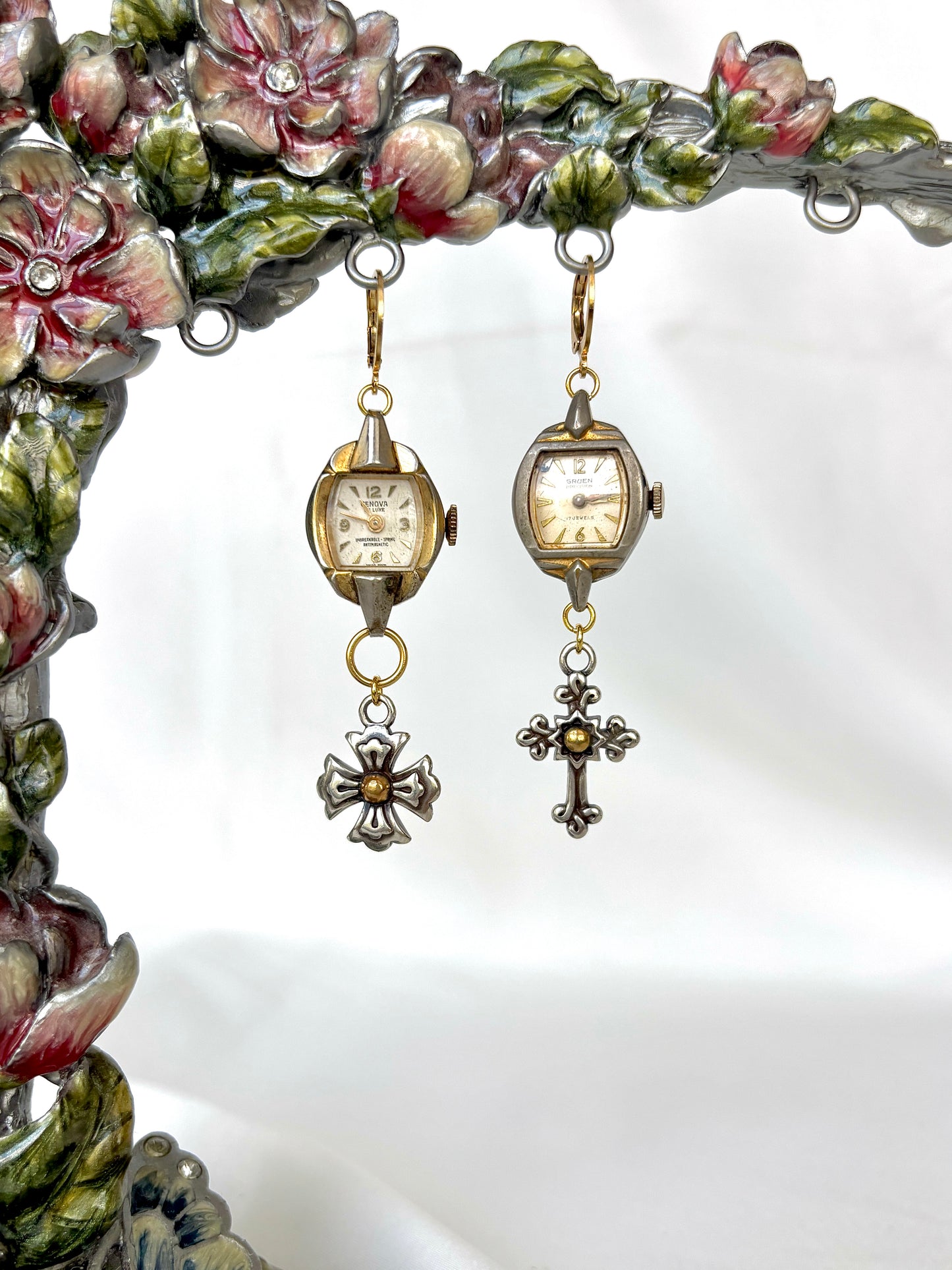 “Cross My Heart” Watch Earrings