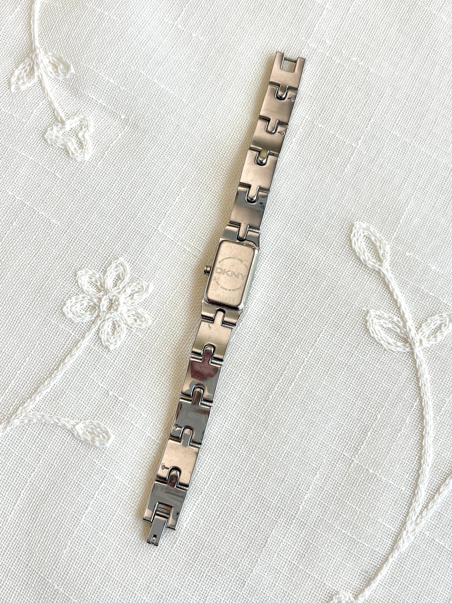 DKNY Rectangular Pink Rhinestone Watch