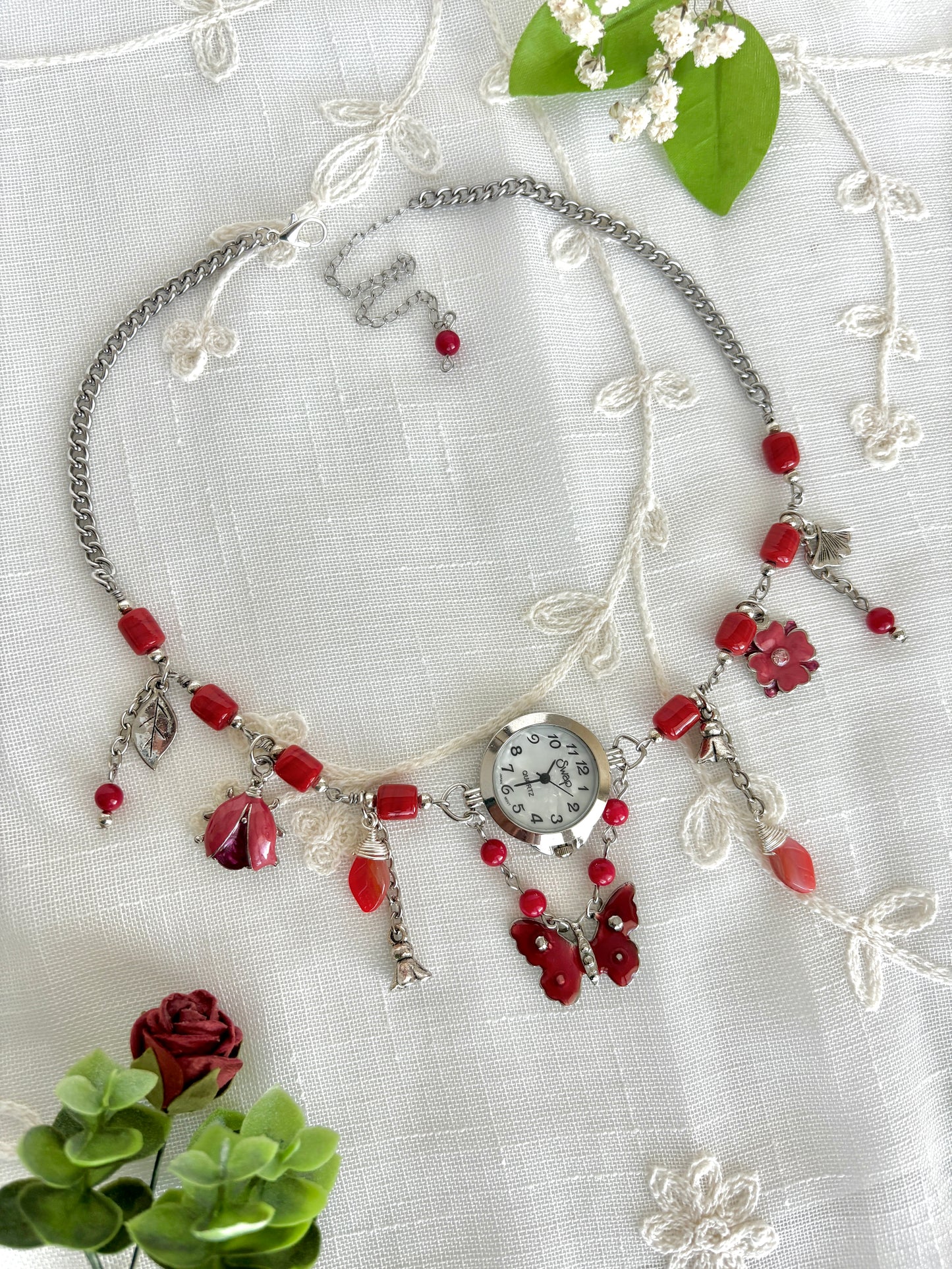 "Among The Roses" Watch Necklace