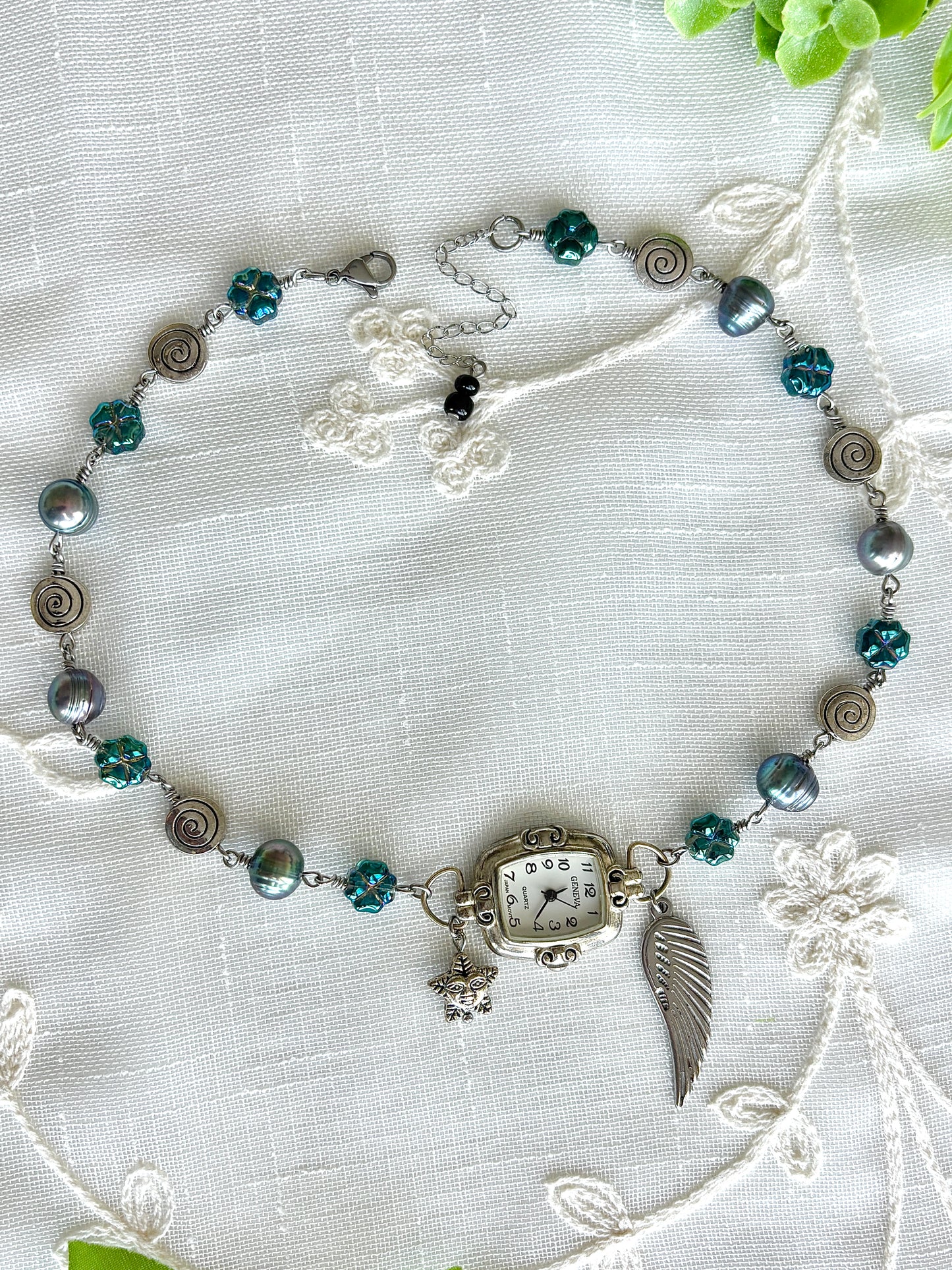 "Cloudy Days" Watch Necklace