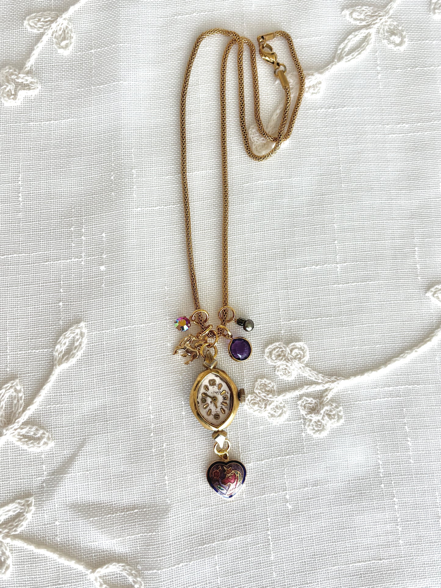 Gold Waltham - Watch Charm Necklace