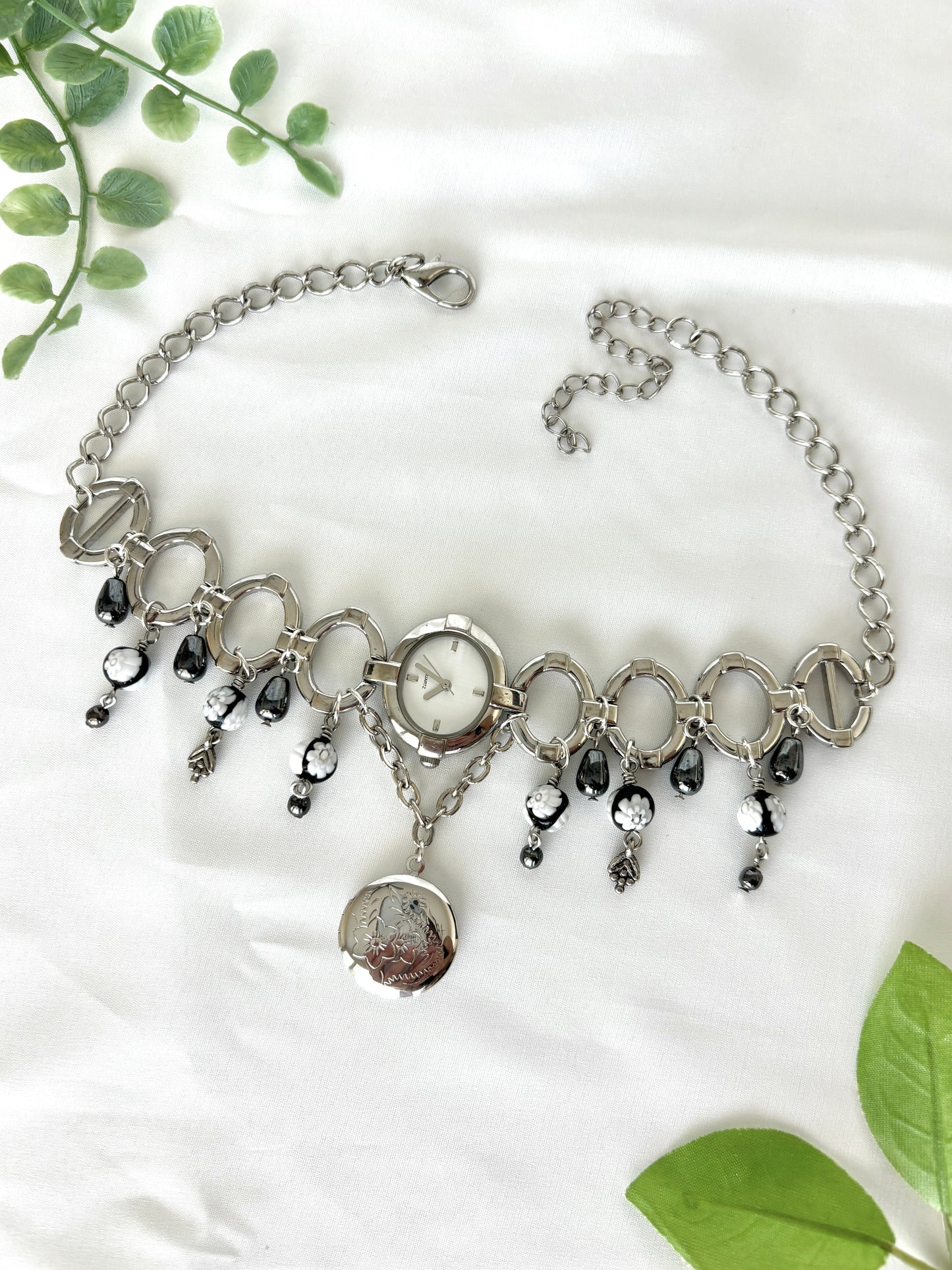 “Hanging By A Petal” Watch Locket Necklace