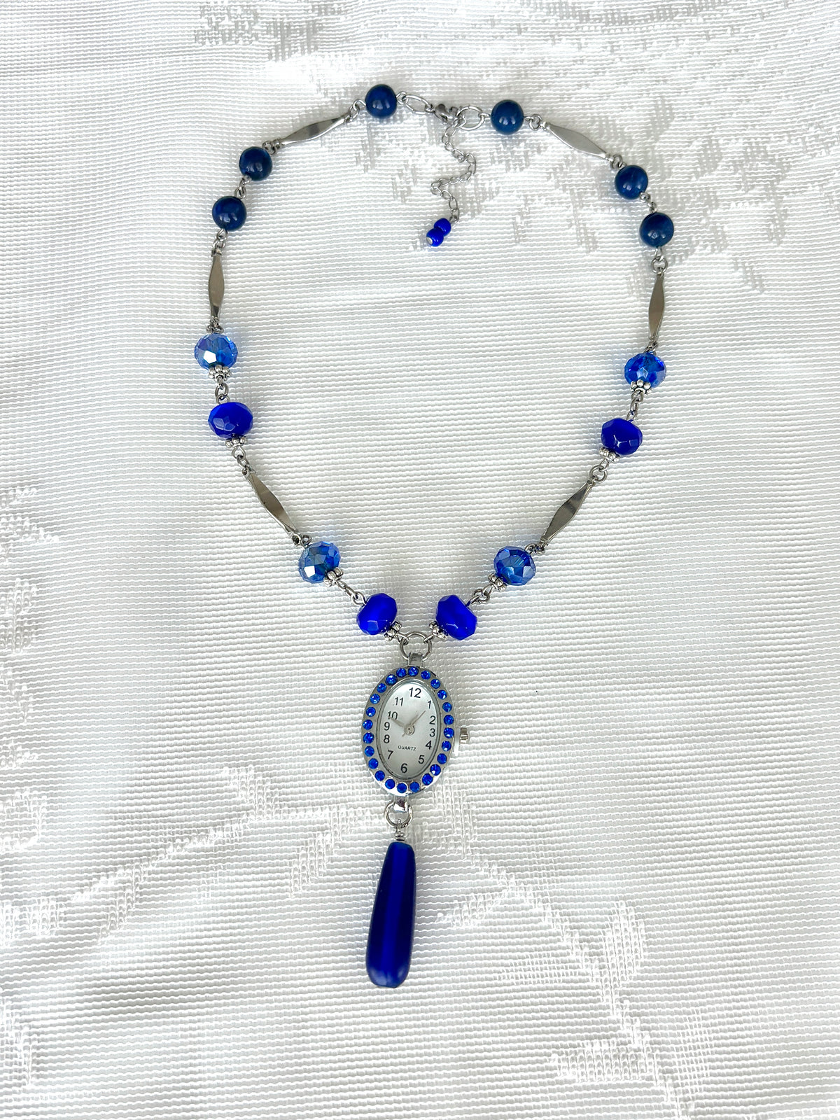 “Drops of Cobalt” Watch Necklace