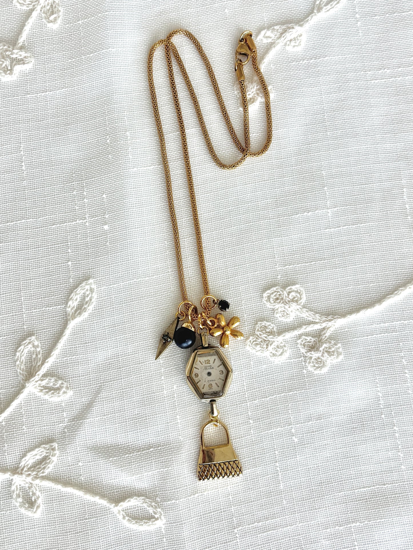 Gold Elgin - Watch Charm Necklace