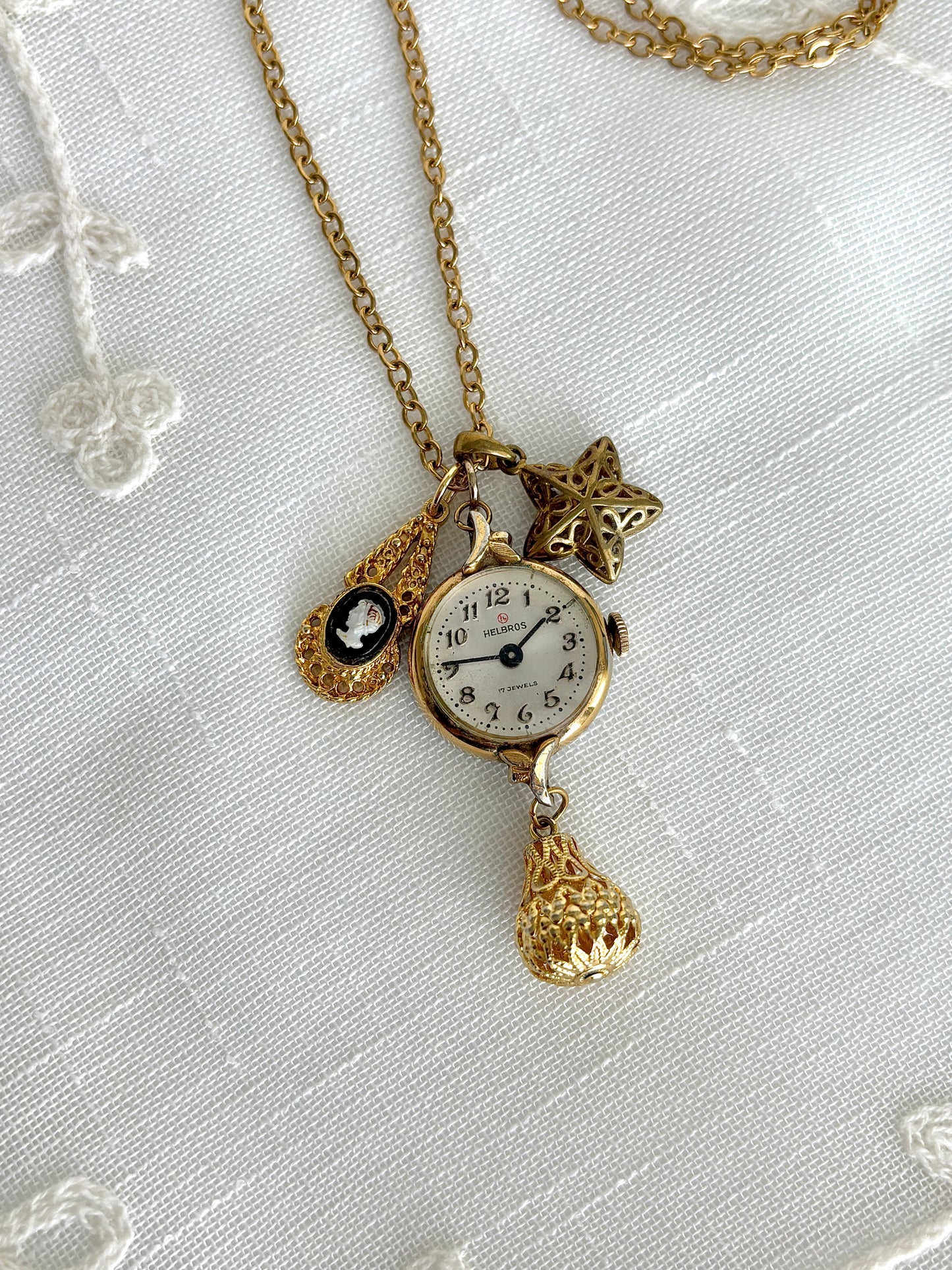 Gold Helbros - Watch Charm Necklace