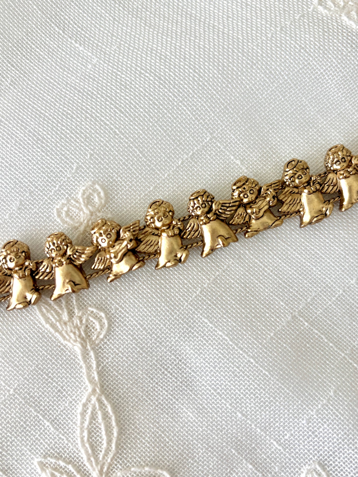 Little Angels w/ Instruments Gold Tone Slider Bracelet