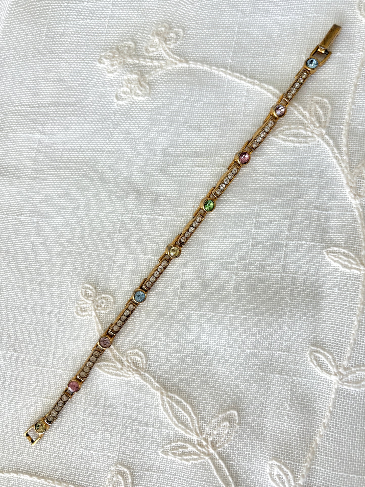Colorful Rhinestone Gold Tone Bracelet