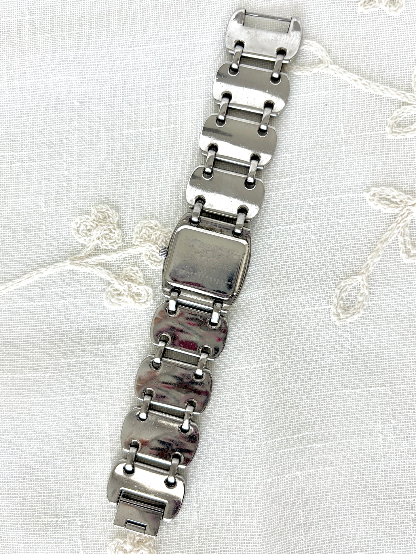 Michael Kors Silver Rectangular Panel Link Band Watch