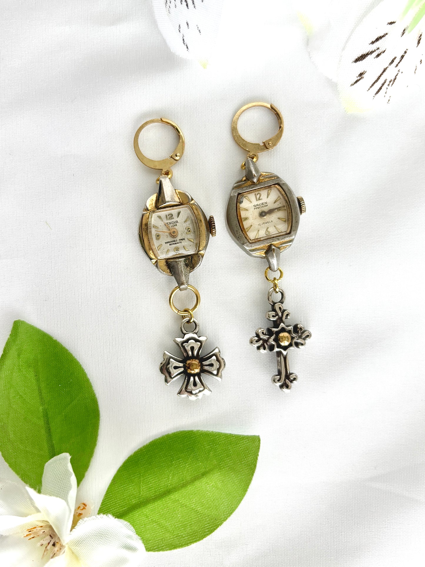 “Cross My Heart” Watch Earrings