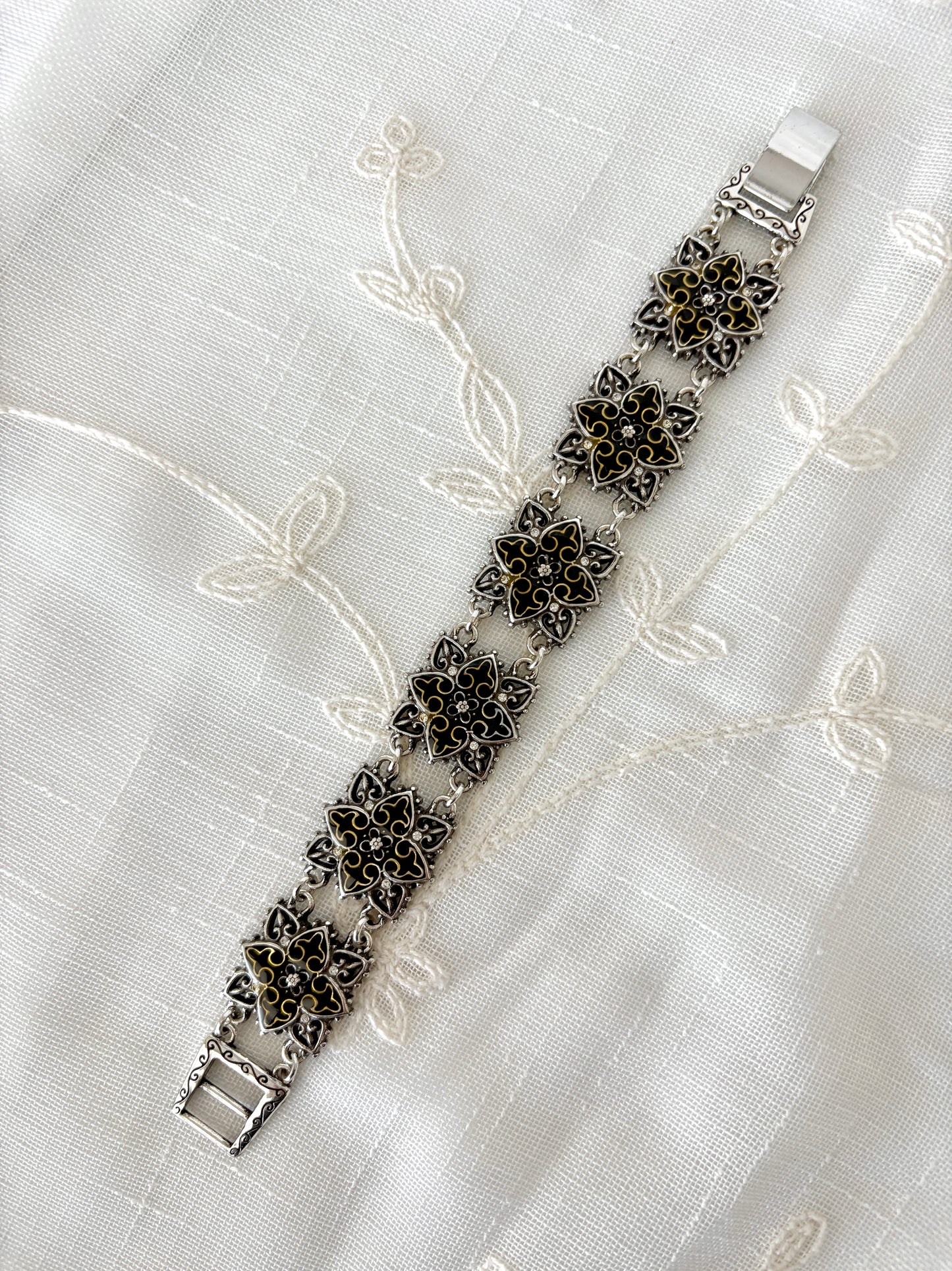 Brighton Black Enamel Star Link Bracelet