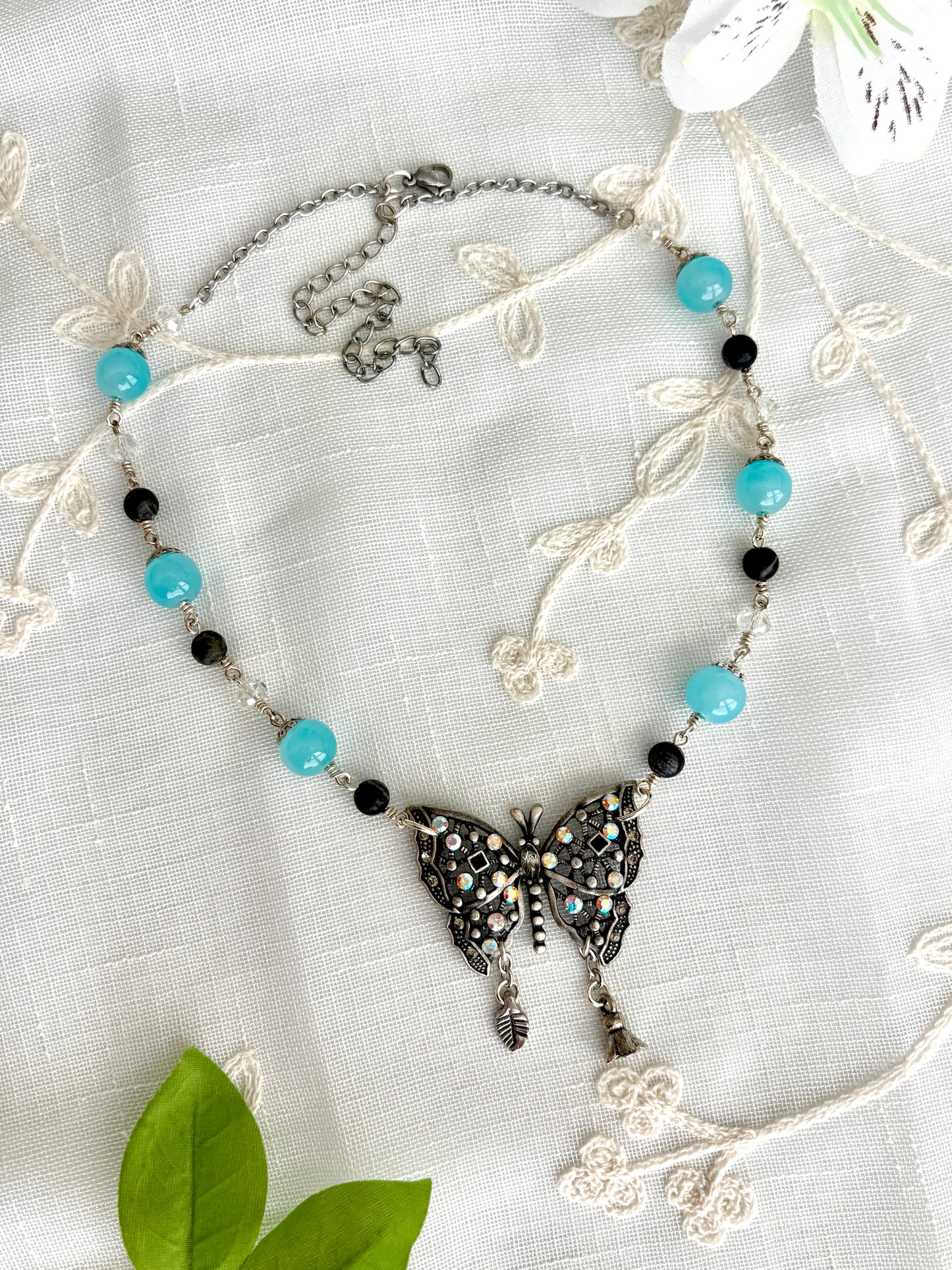 “Powdered Skies” Brooch Necklace