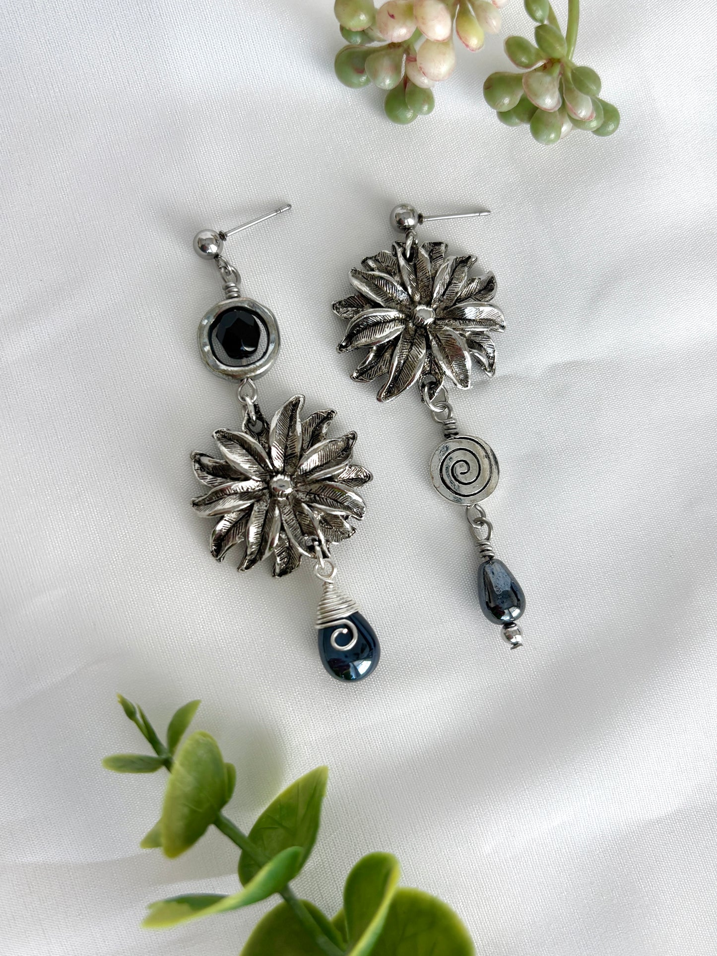 "Ink Blossom" Earrings