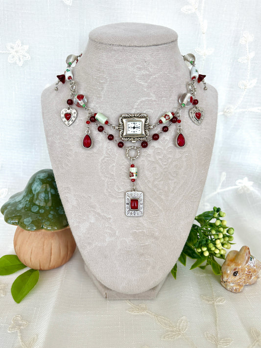"Scarlet Petal" Watch Necklace