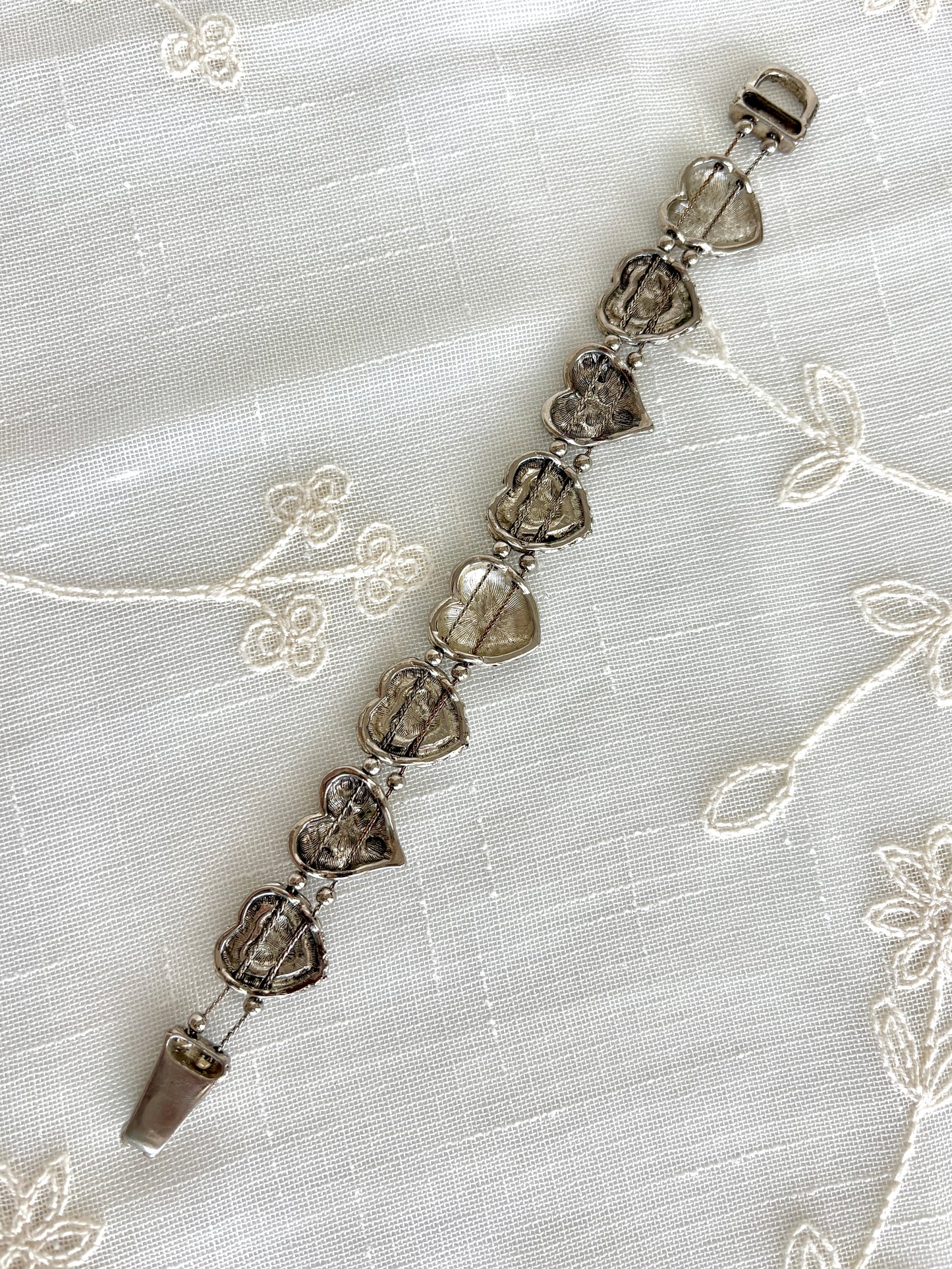 Silver Tone Heart Shape Charm Slider Bracelet