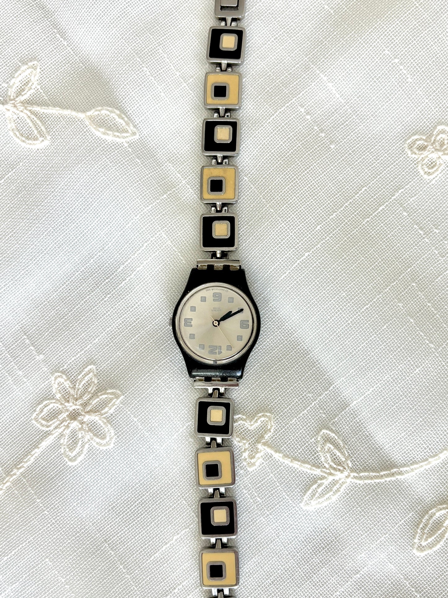 Black and White Swatch Watch