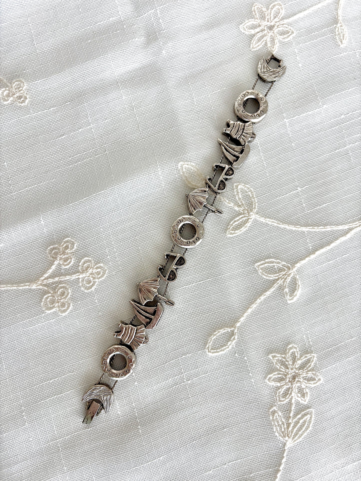 1995 Silver Beachy Slider Charm TOFA Bracelet