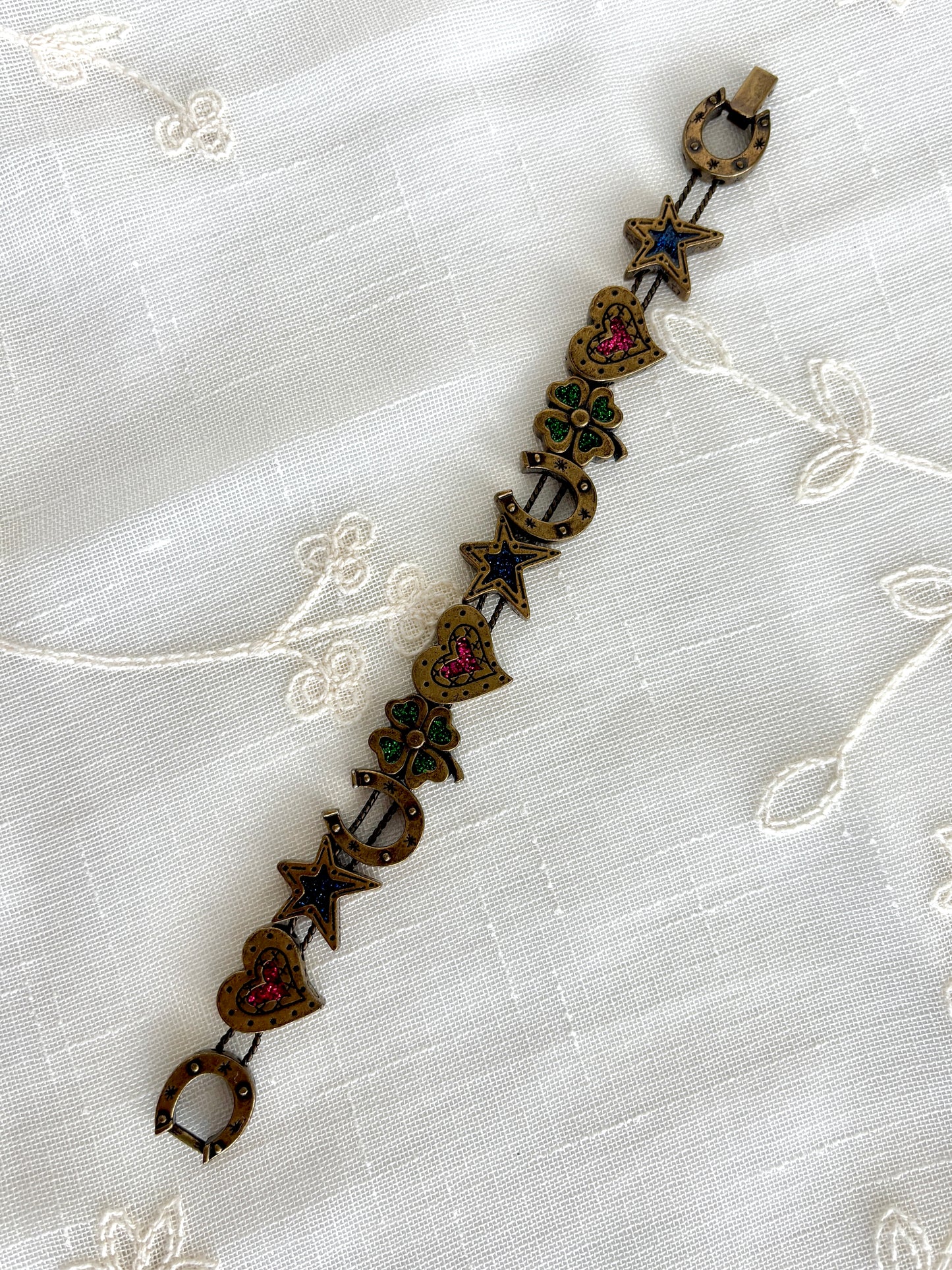 Avon Glitter Enamel Lucky Charm Slider Bracelet